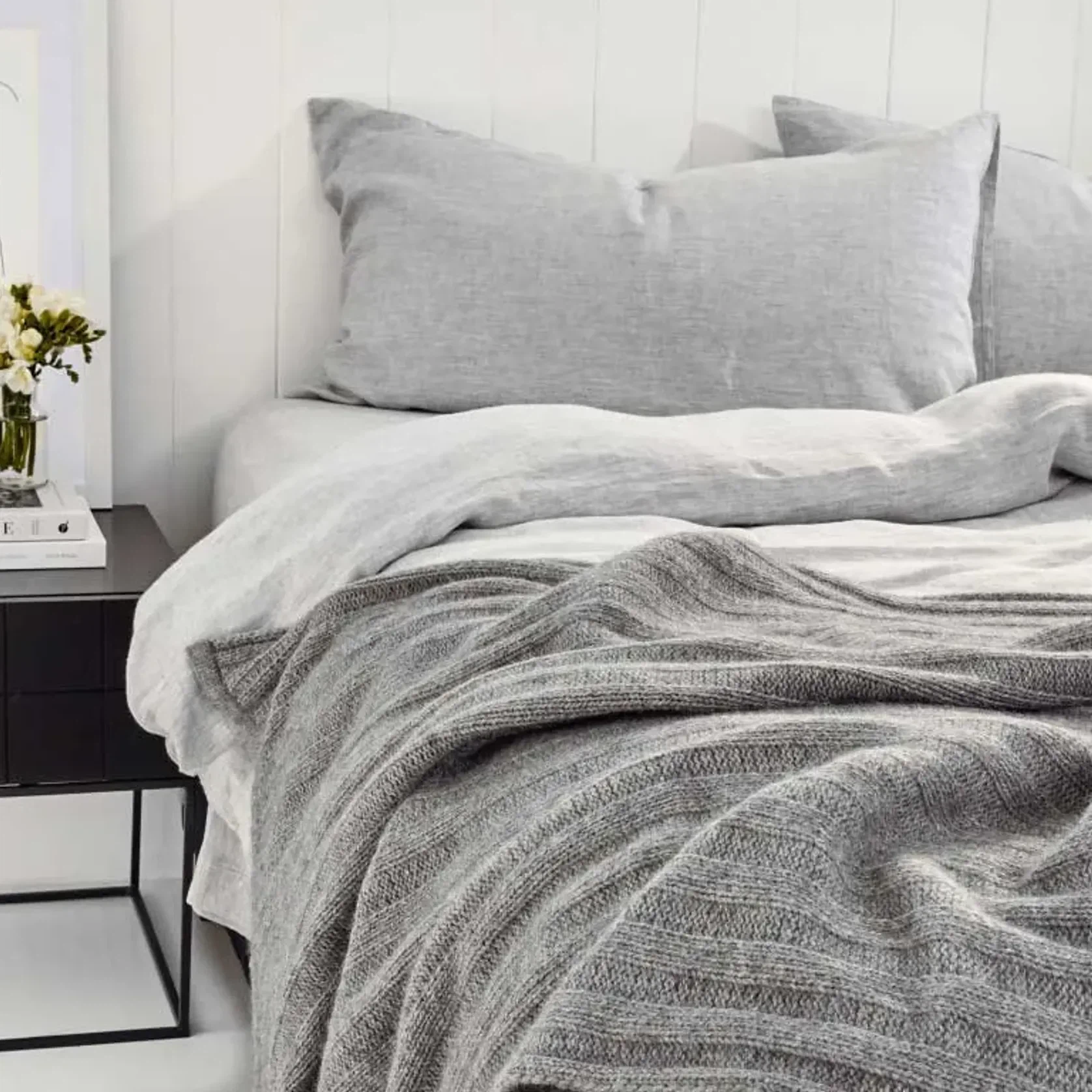 Chunky Rib Angora & Merino Wool Throws gallery detail image