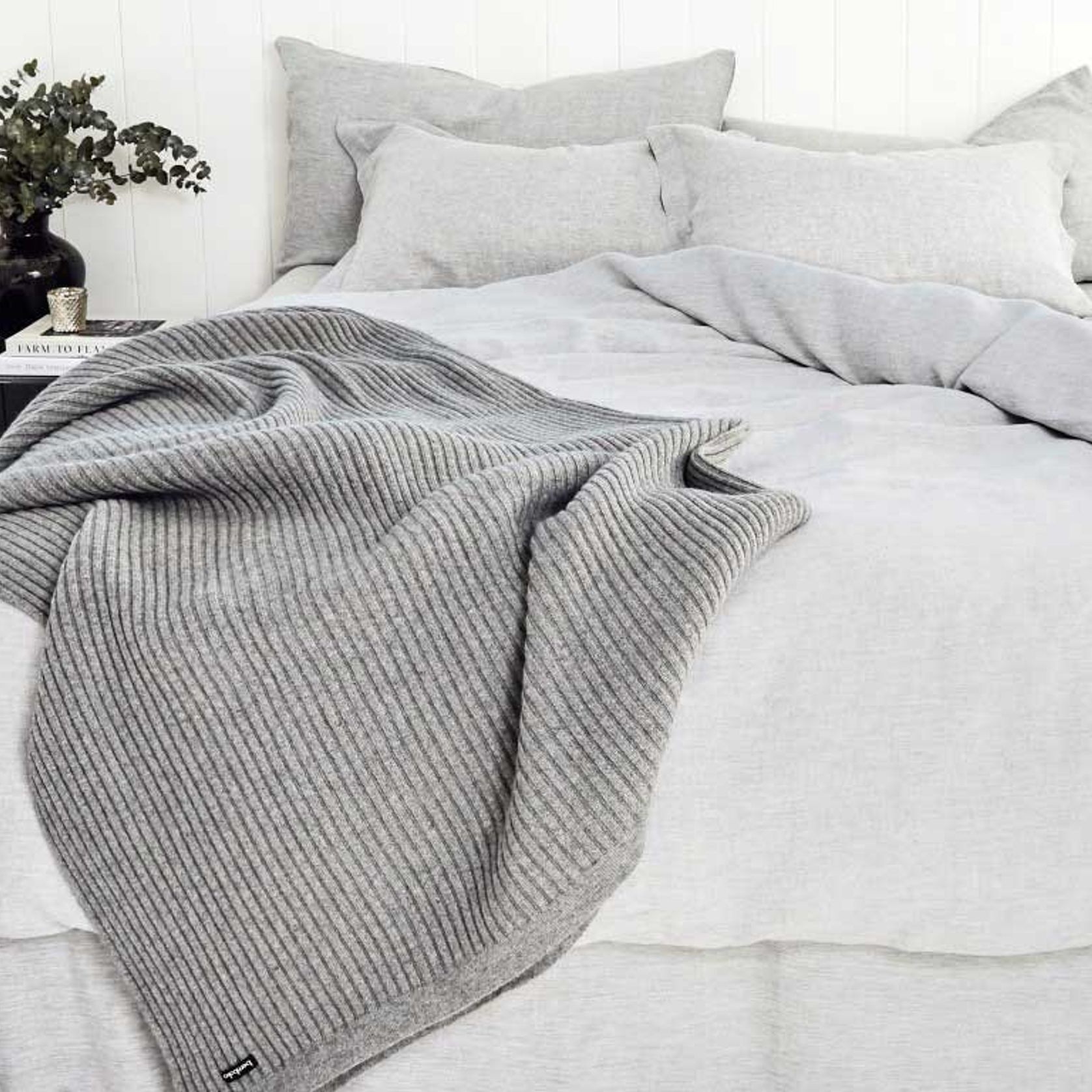 Wide Rib Angora & Merino Wool Throws gallery detail image