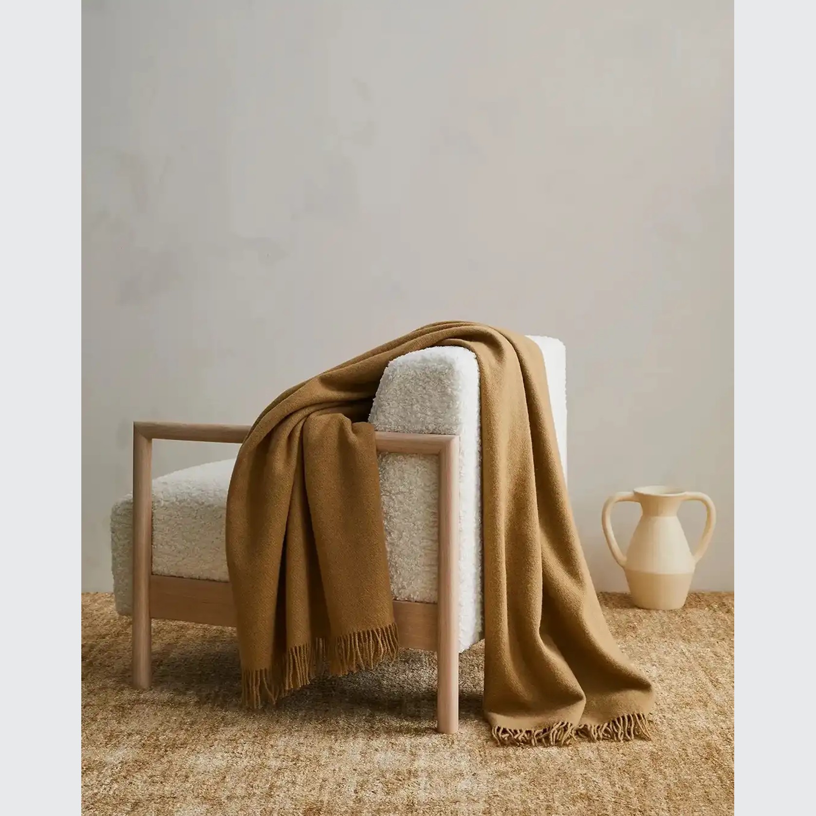 Weave Home Nevis Throw Blanket - Camel | NZ Lambswool gallery detail image