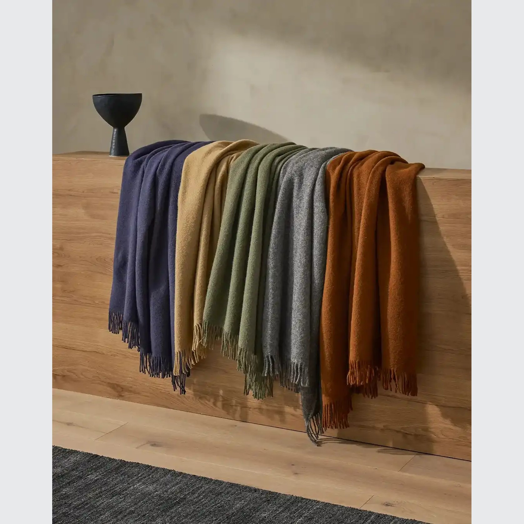 Weave Home Nevis Throw Blanket - Camel | NZ Lambswool gallery detail image