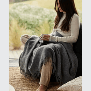 Weave Home Nevis Throw Blanket - Charcoal | NZ Lambswool gallery detail image