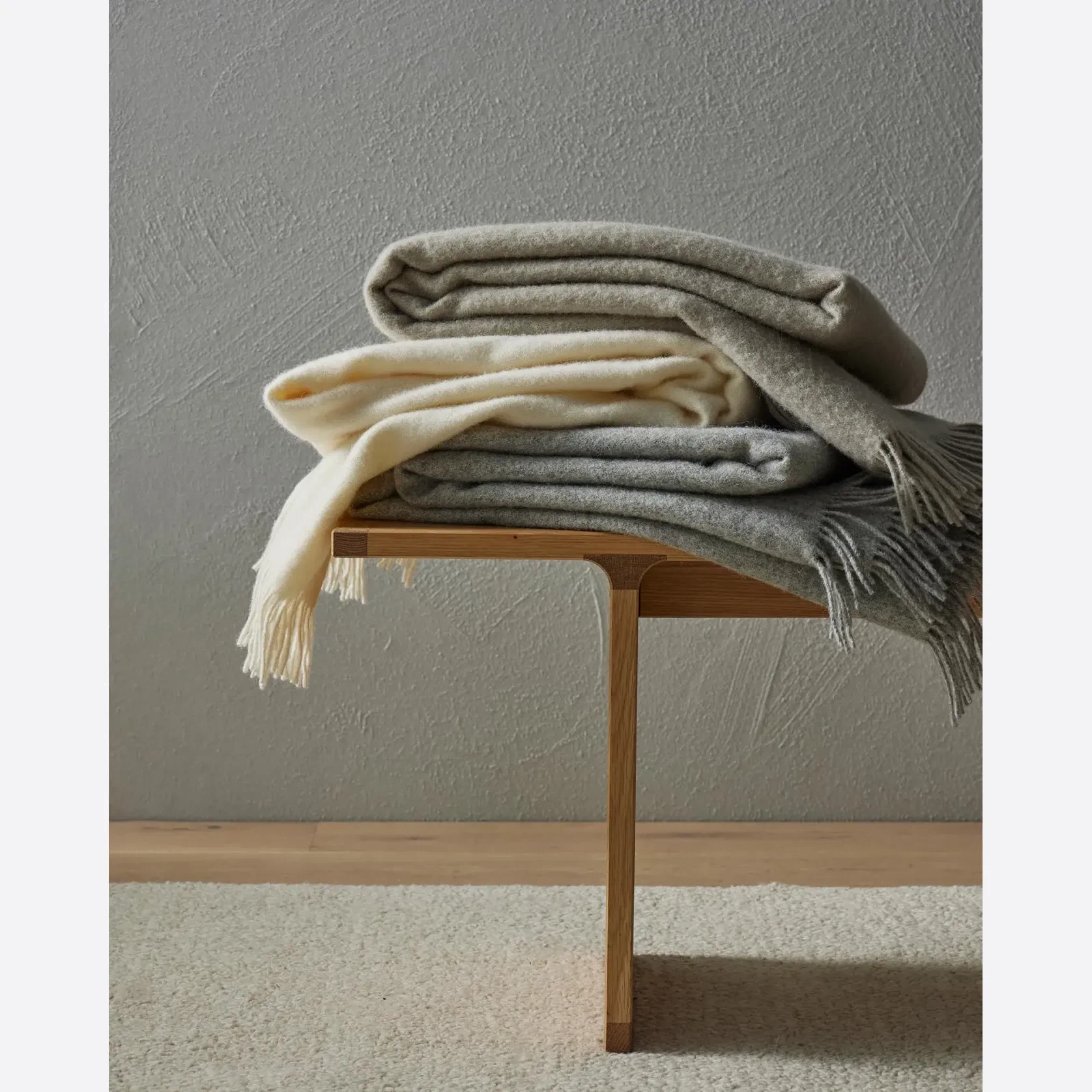 Weave Home Nevis Throw Blanket - Snow | NZ Lambswool gallery detail image