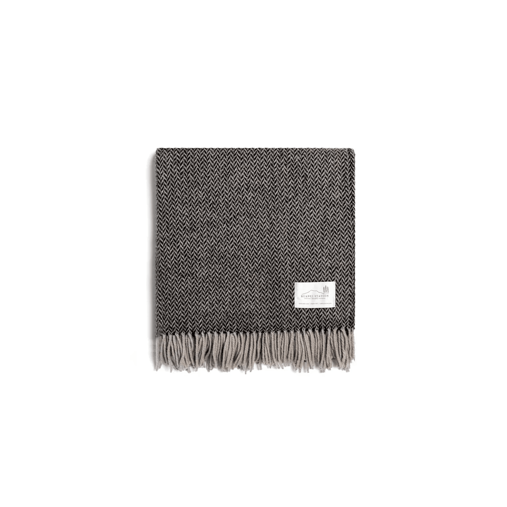 Ruanui Station Lambswool Throw -  Collier's Coal Chevron gallery detail image