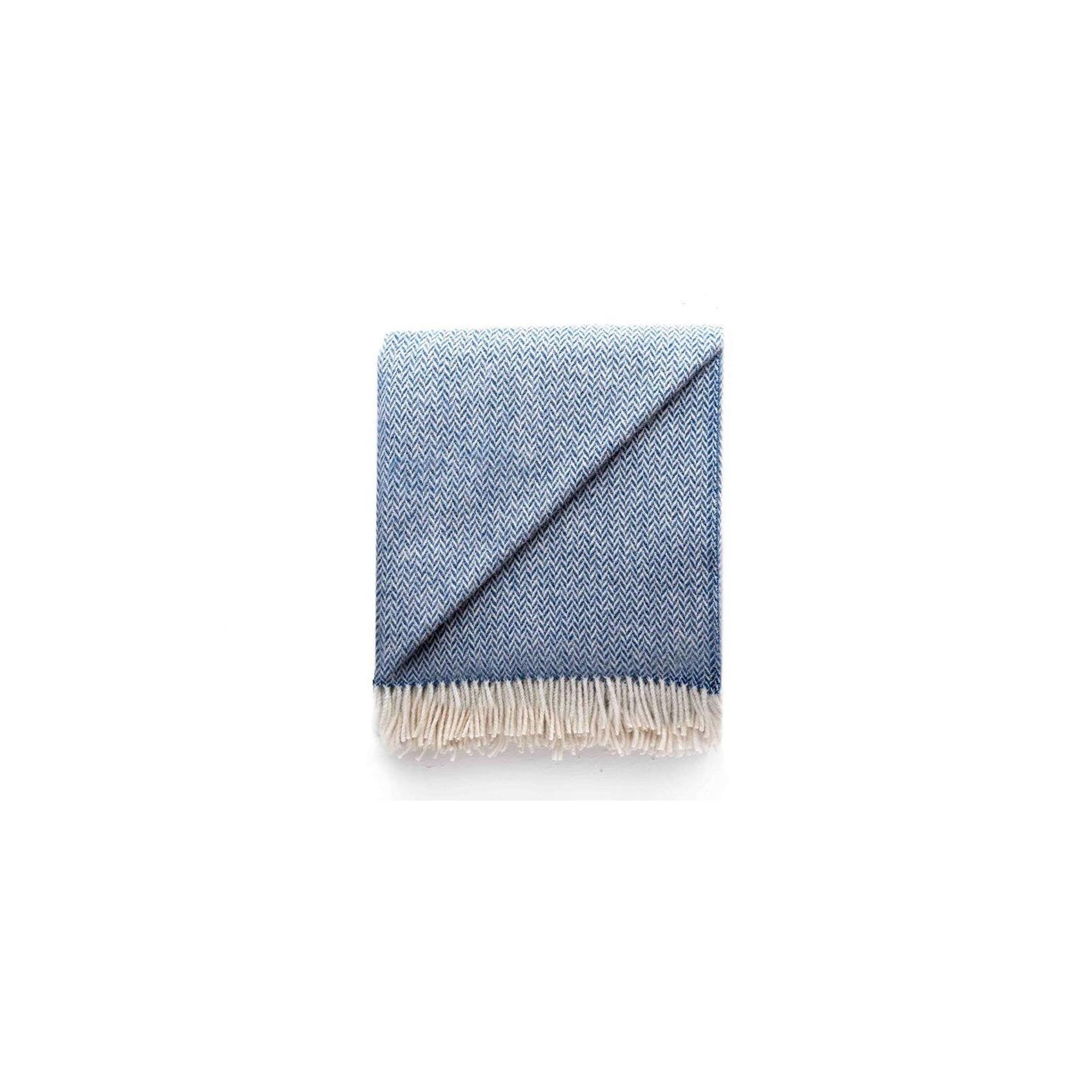 Ruanui Station Lambswool Throw - Blue Cliffs Blue Chevron gallery detail image