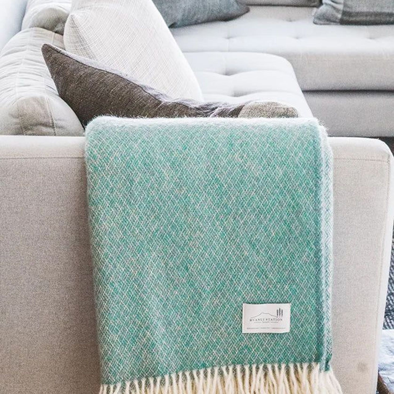 Ruanui Station Lambswool Throw - Studholme's Sage gallery detail image
