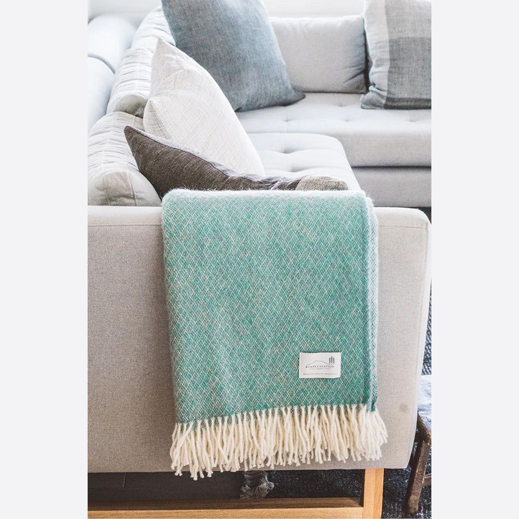 Ruanui Station Lambswool Throw - Studholme's Sage gallery detail image