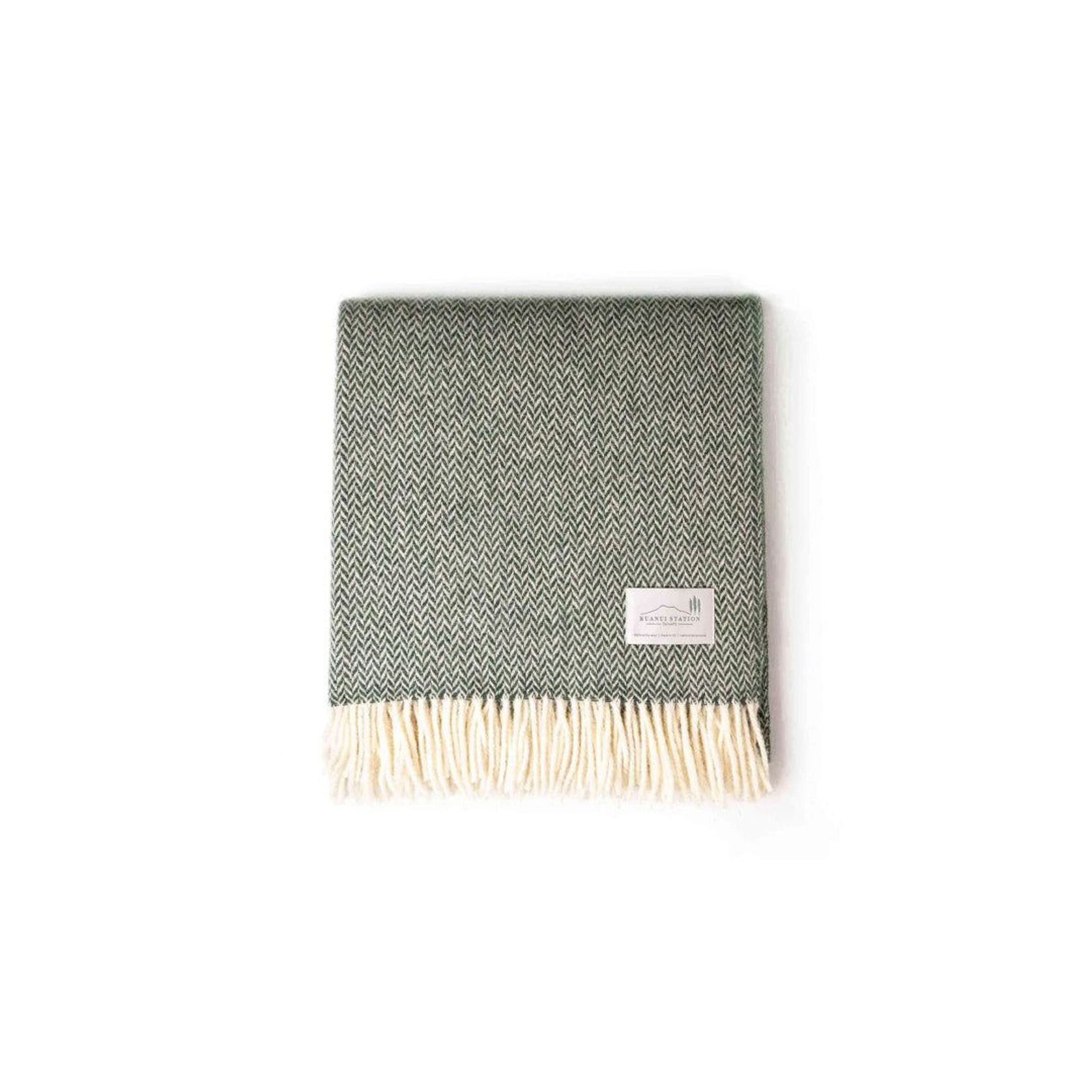 Ruanui Station Lambswool Throw - Goss Green Chevron gallery detail image