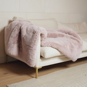 Vegan Fur Throw - Big Bear Blush Pink gallery detail image