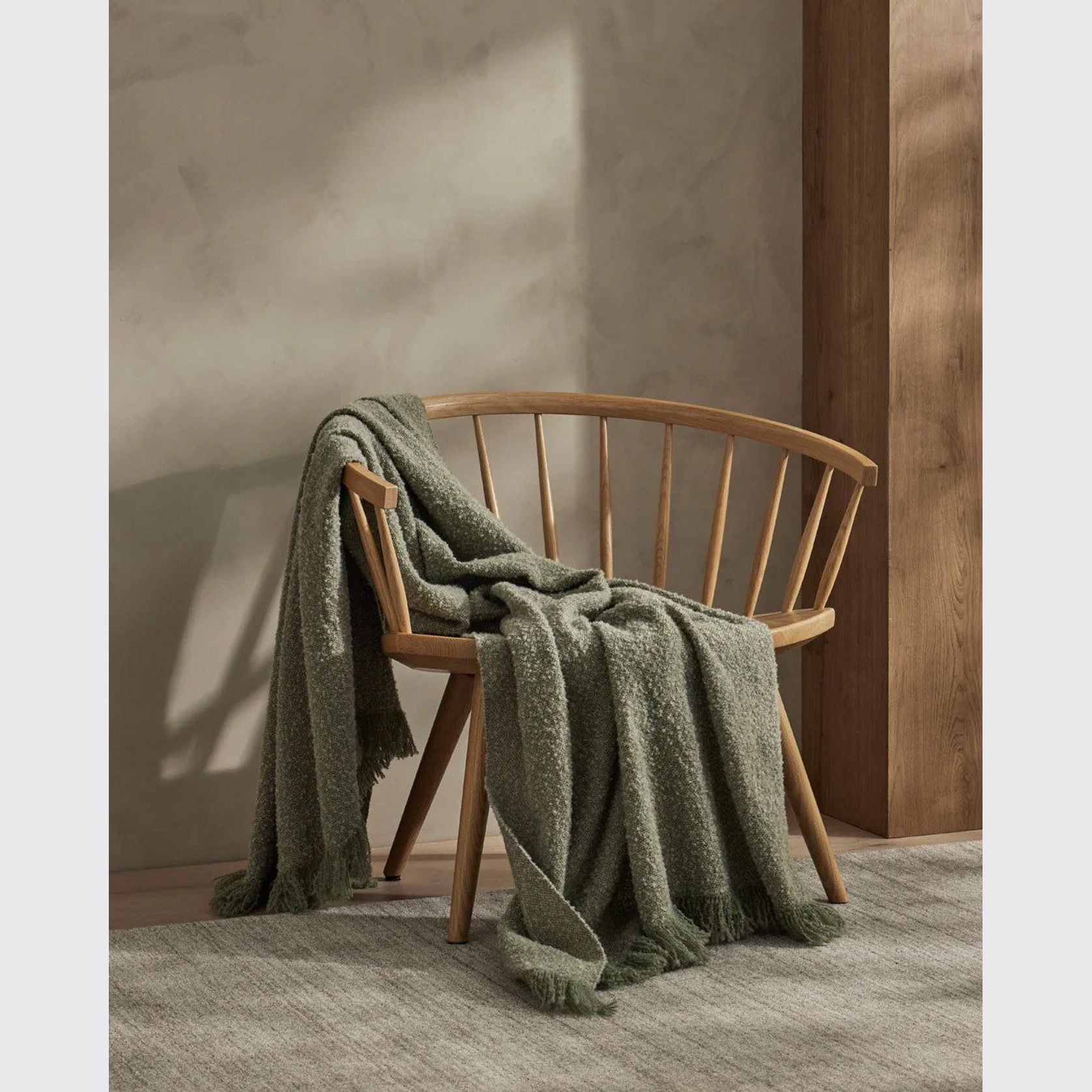 Weave Home Clive Wool Throw Blanket - Spruce | NZ Made | Bouclé gallery detail image