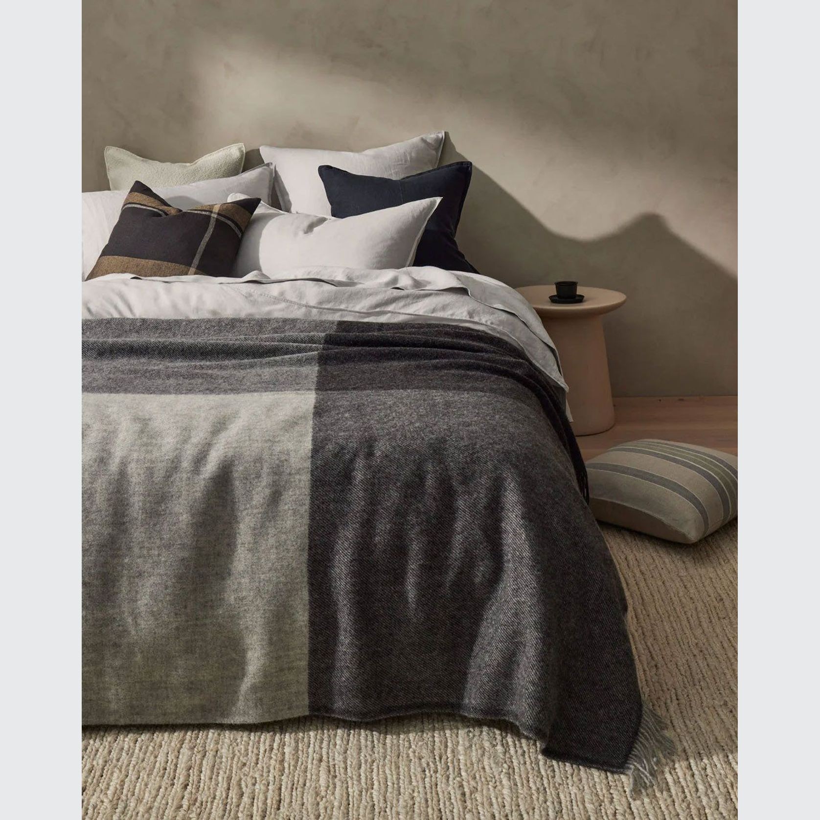Weave Home Riverton Throw - Charcoal | 100% Wool | Large Size gallery detail image