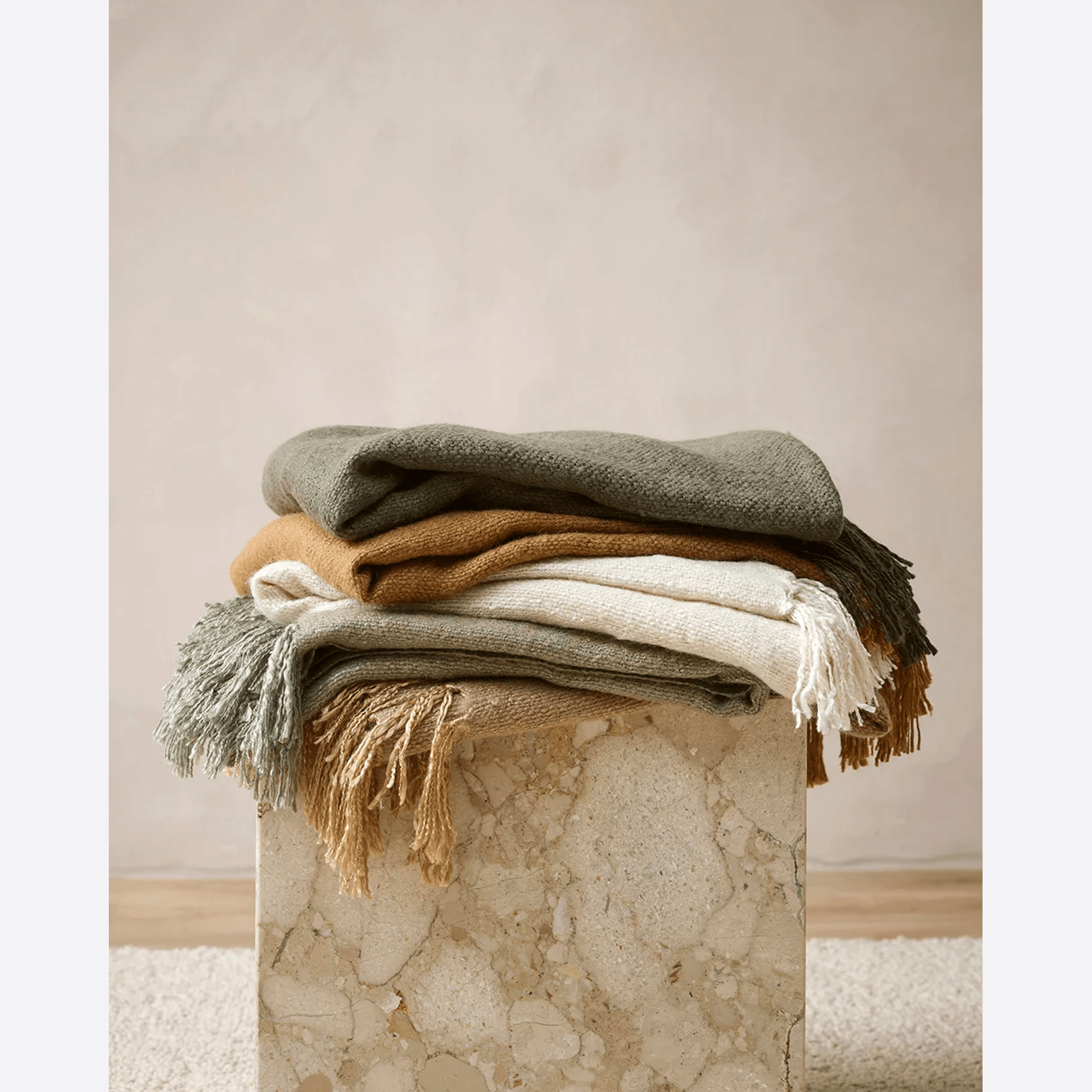 Baya Richmond Throw - Ecru | Acrylic/Wool Blend gallery detail image