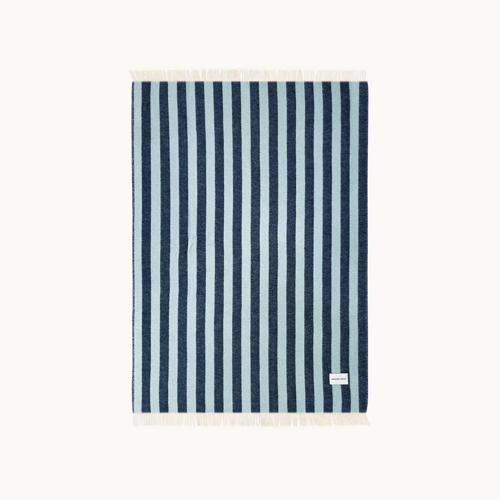 Maison Deux Candy Wrap NZ Wool Throw – Navy Ice Blue gallery detail image