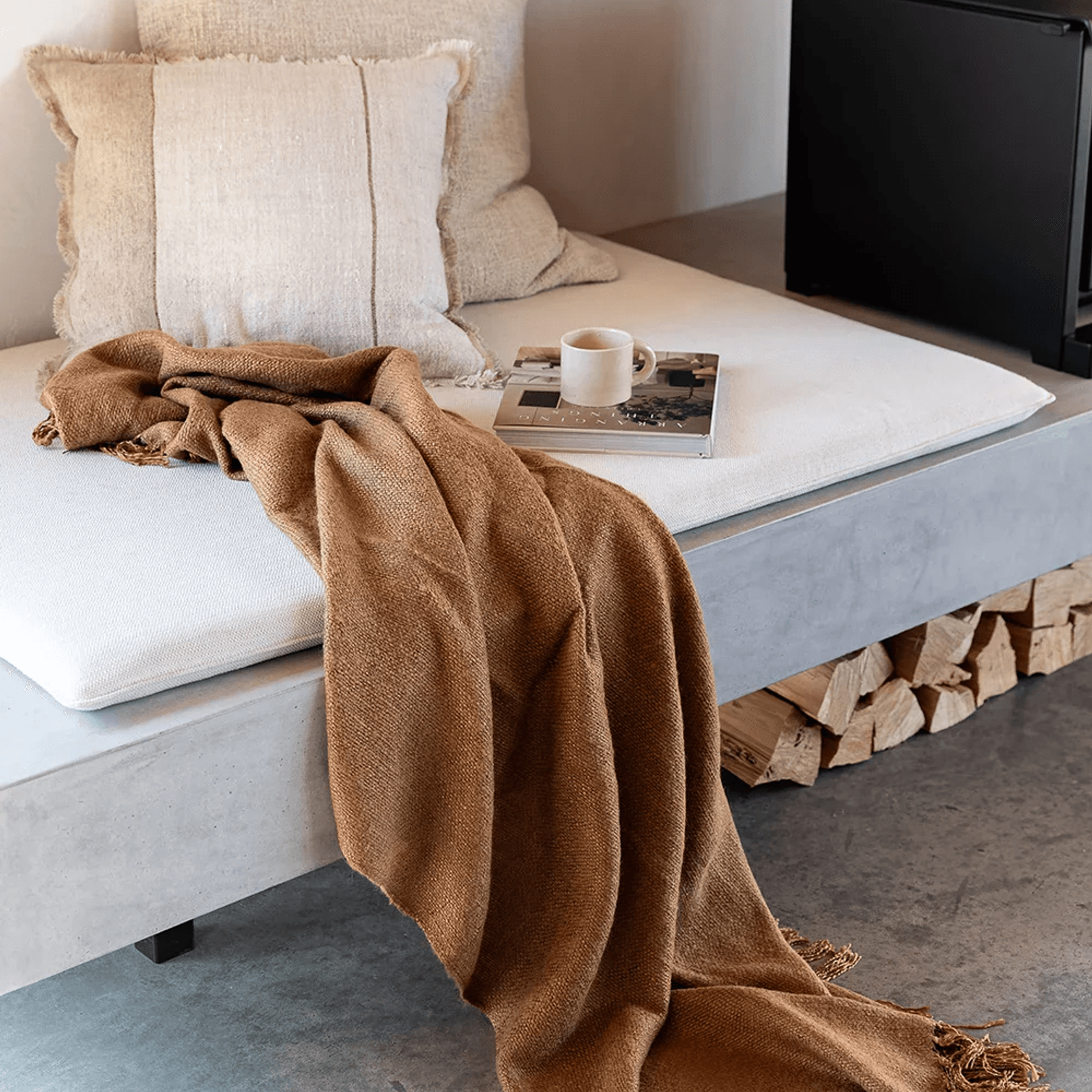 Baya Richmond Throw - Cinnamon | Acrylic/Wool Blend gallery detail image