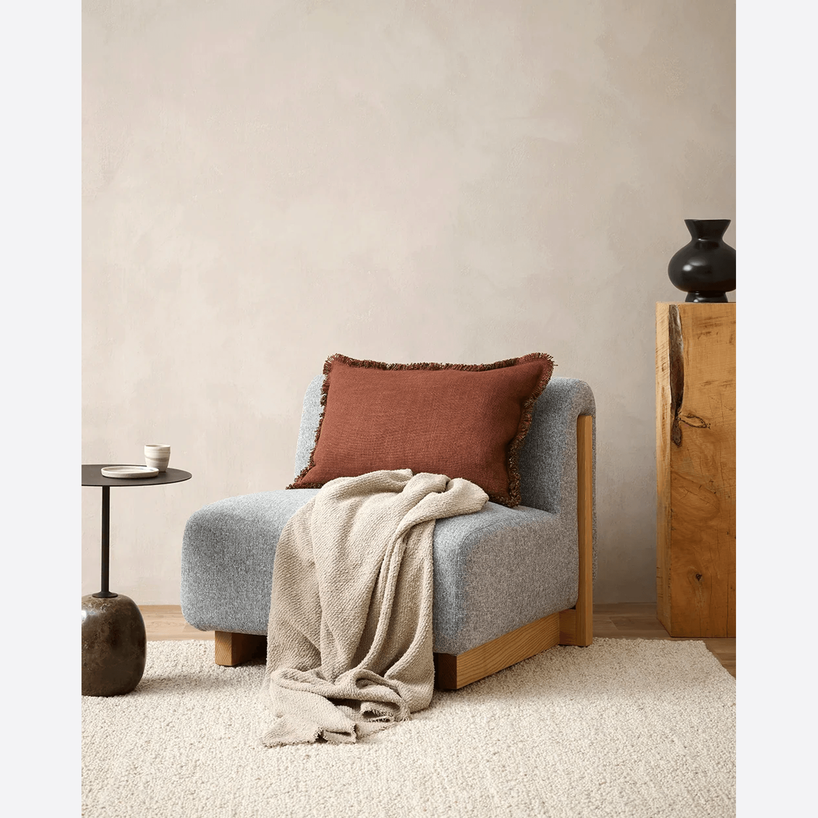 Baya Cromwell Throw - Taupe | Cotton Blend gallery detail image
