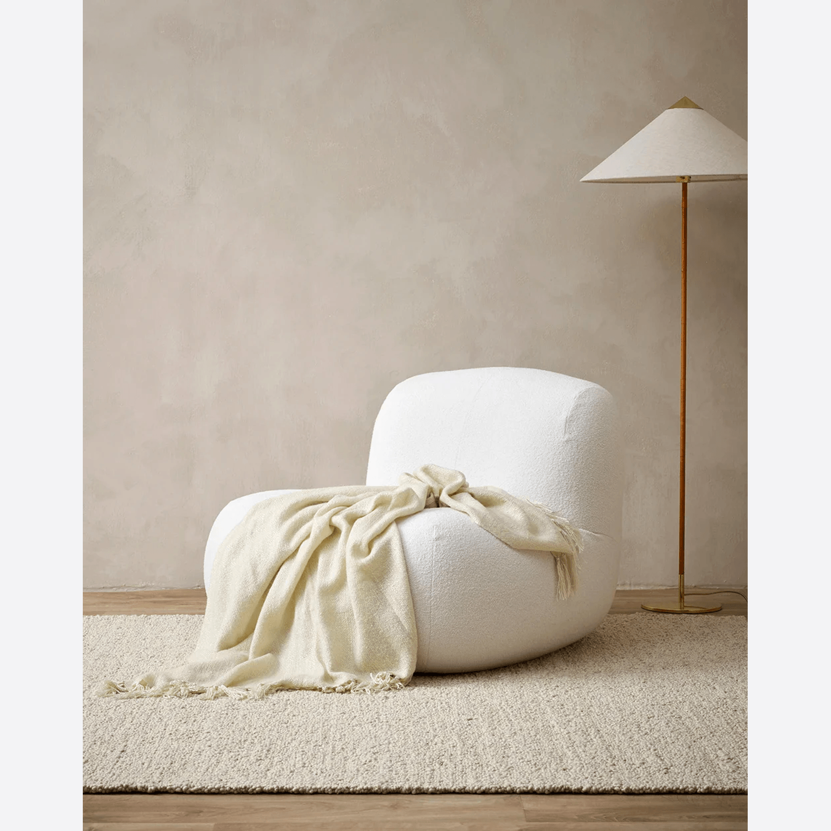 Baya Richmond Throw - Ecru | Acrylic/Wool Blend gallery detail image