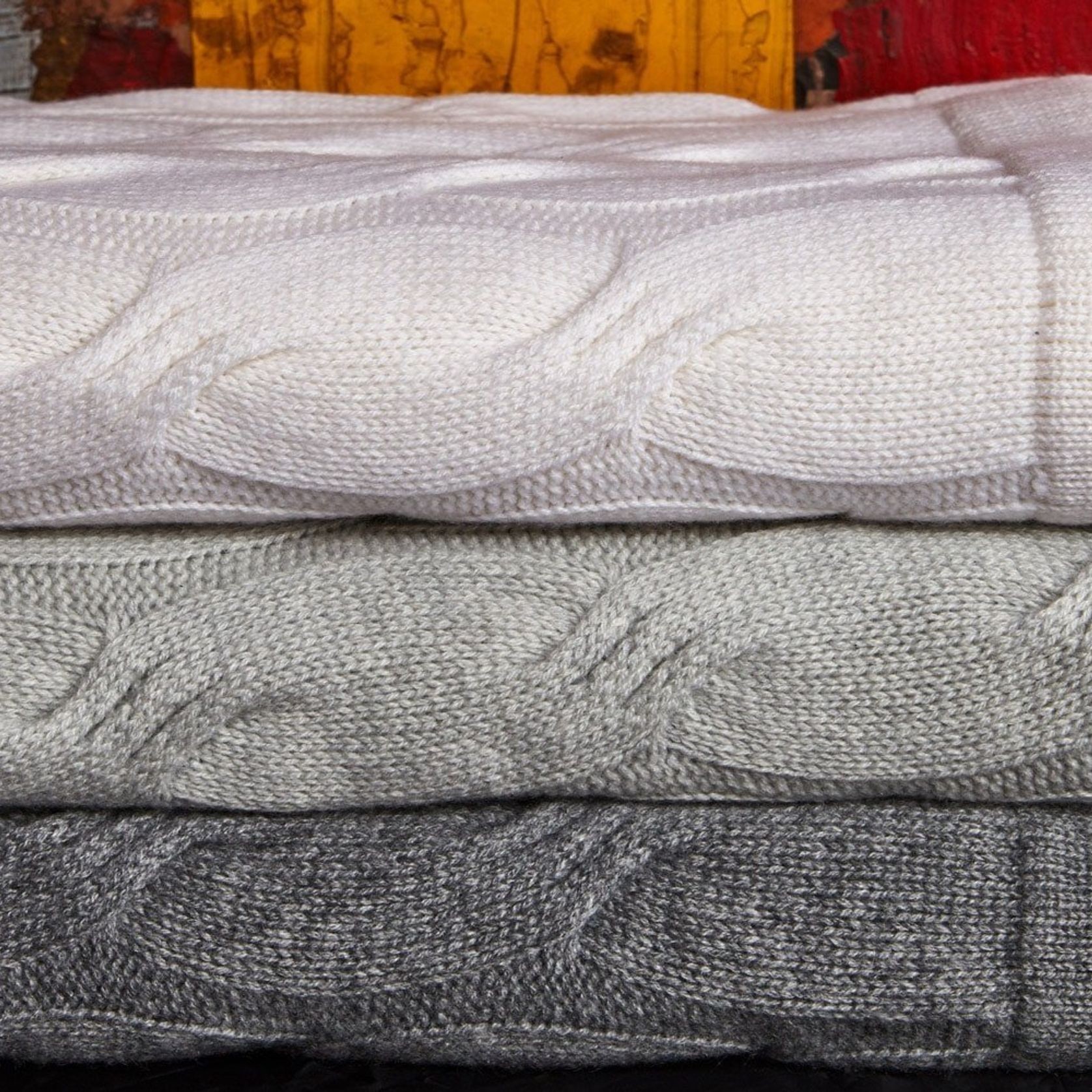 Chunky Cable Italian Cashmere Throws gallery detail image