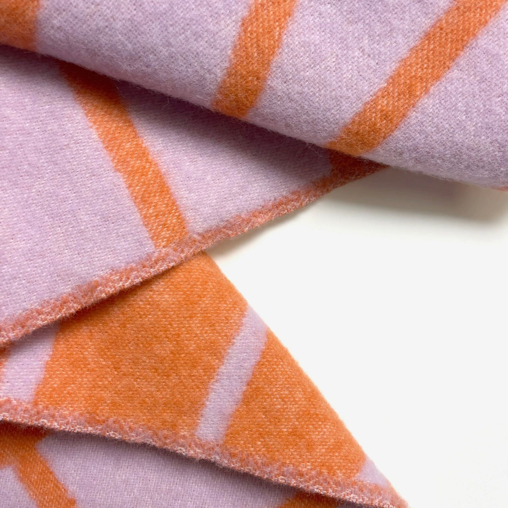 Maison Deux Lines Reversible NZ Wool Throw – Lilac Orange gallery detail image