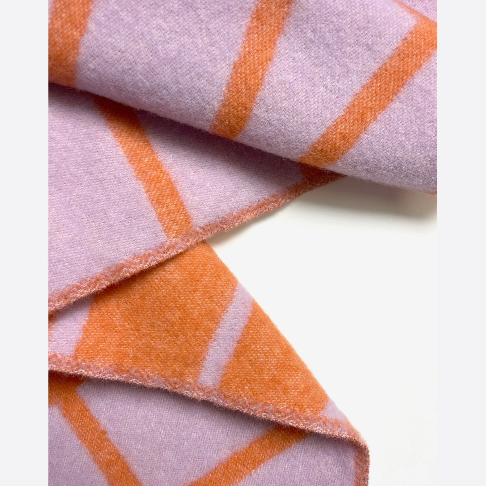 Maison Deux Lines Reversible NZ Wool Throw – Lilac Orange gallery detail image