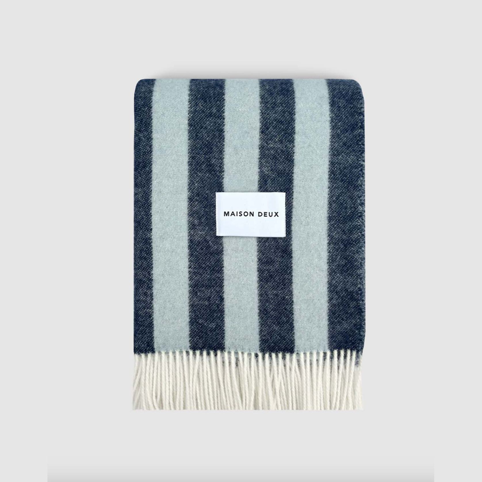 Maison Deux Candy Wrap NZ Wool Throw – Navy Ice Blue gallery detail image