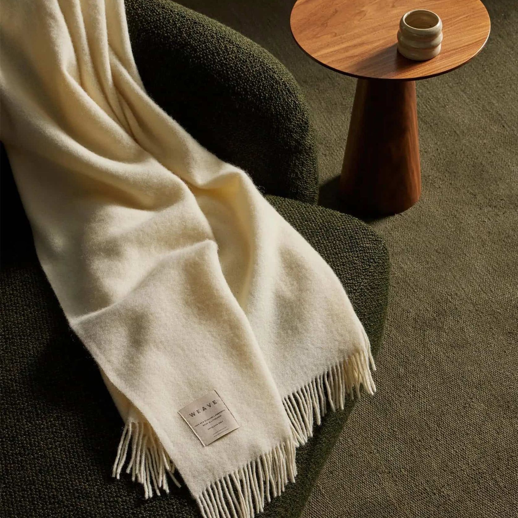 Weave Home Nevis Throw Blanket - Snow | NZ Lambswool gallery detail image