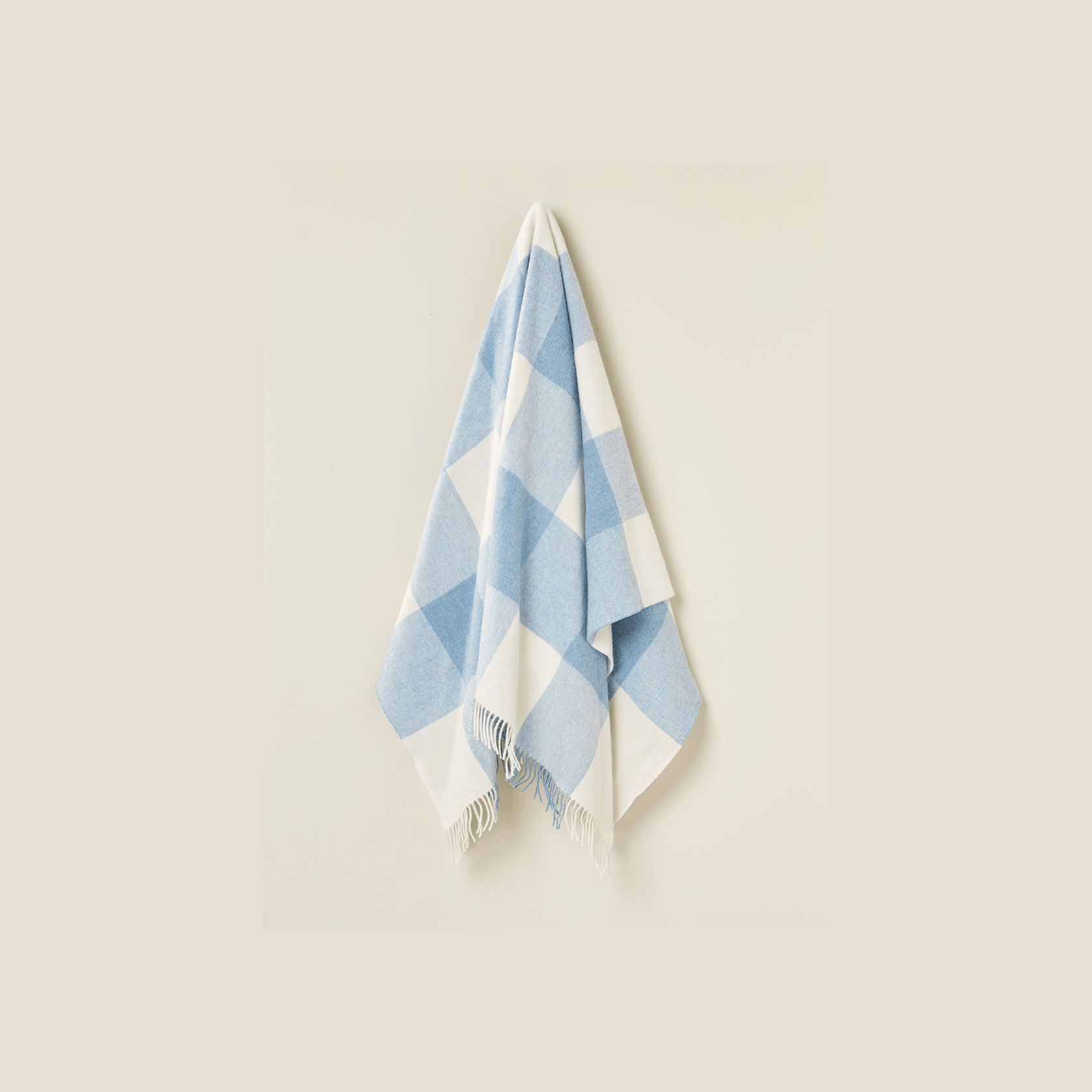 NZ Wool Throw - Checkboard, Aqua Blue | 100% Merino Wool gallery detail image