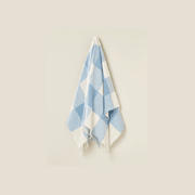 NZ Wool Throw - Checkboard, Aqua Blue | 100% Merino Wool gallery detail image