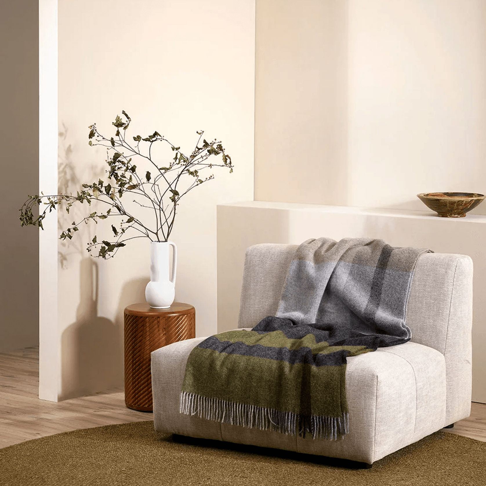 Baya Brunswick Throw - Olive | Pure NZ Wool gallery detail image