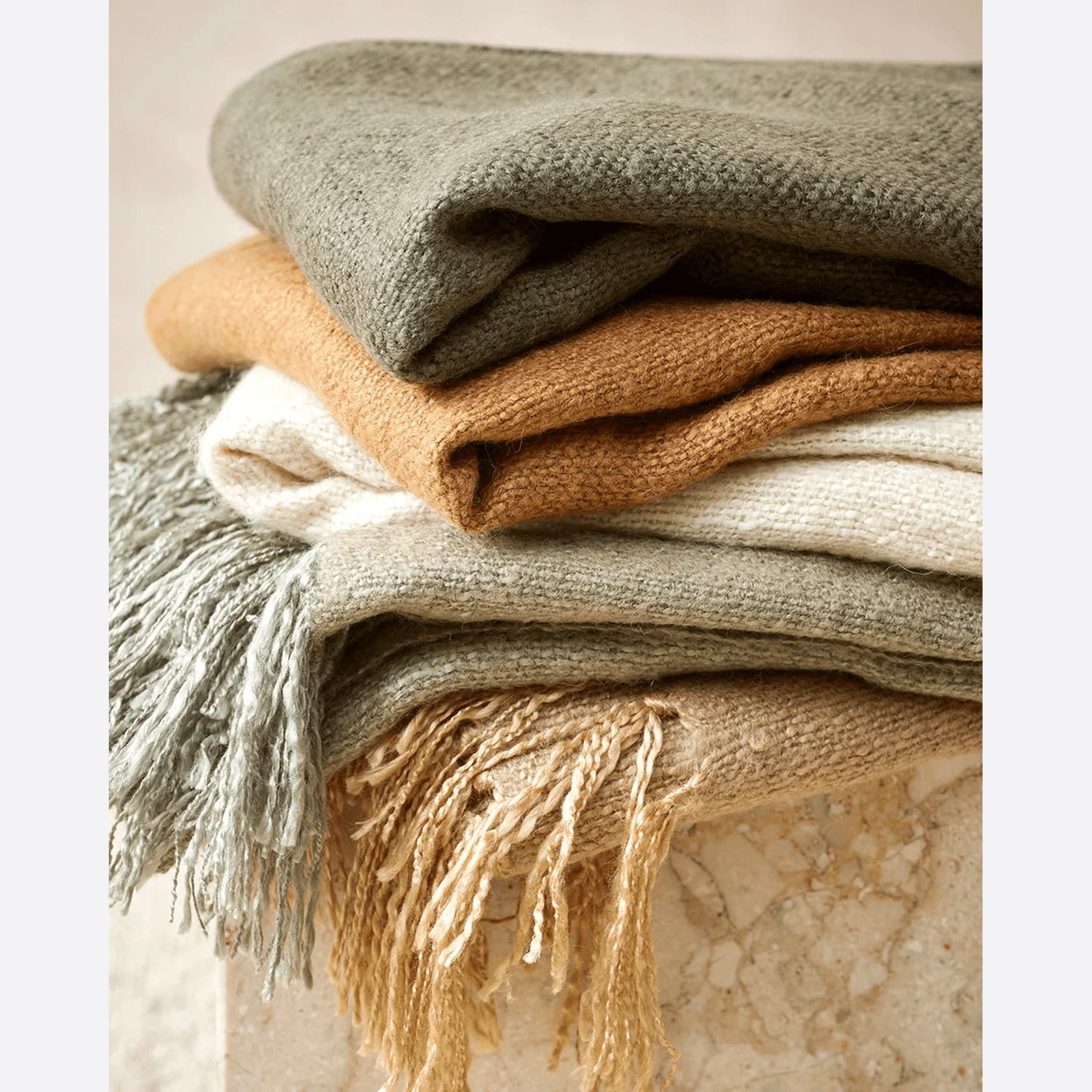 Baya Richmond Throw - Ecru | Acrylic/Wool Blend gallery detail image