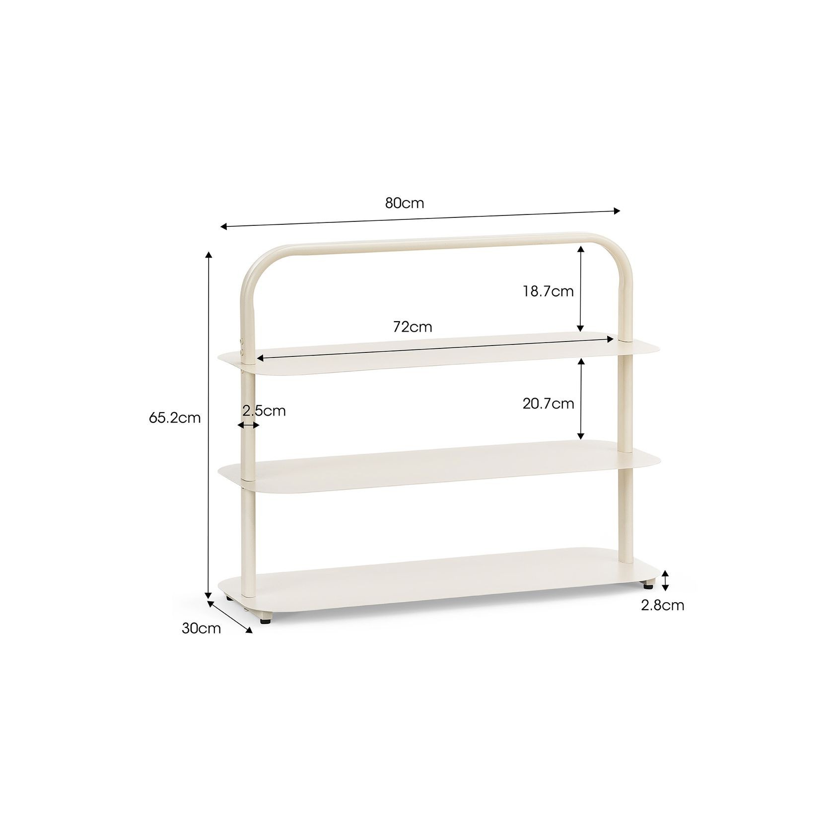 Tresta 3 Tier Low Shelf | Beige Cream gallery detail image