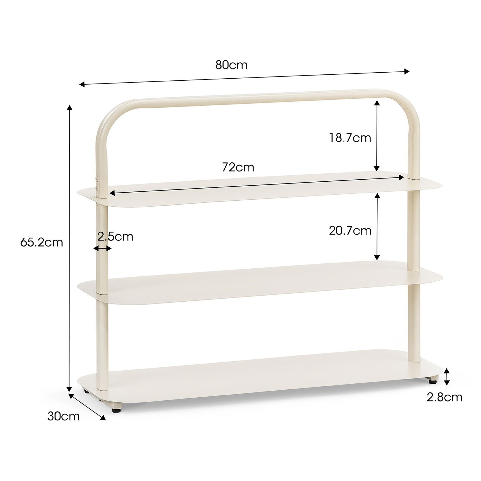 Tresta 3 Tier Low Shelf | Beige Cream gallery detail image