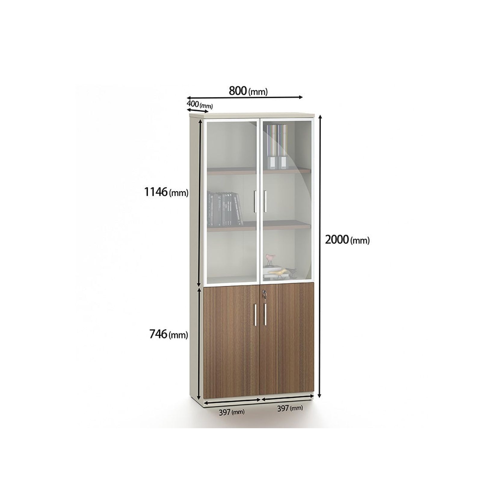 ANDERSON 2 Door Display Unit 80cm - Australian Gold Oak & Beige gallery detail image