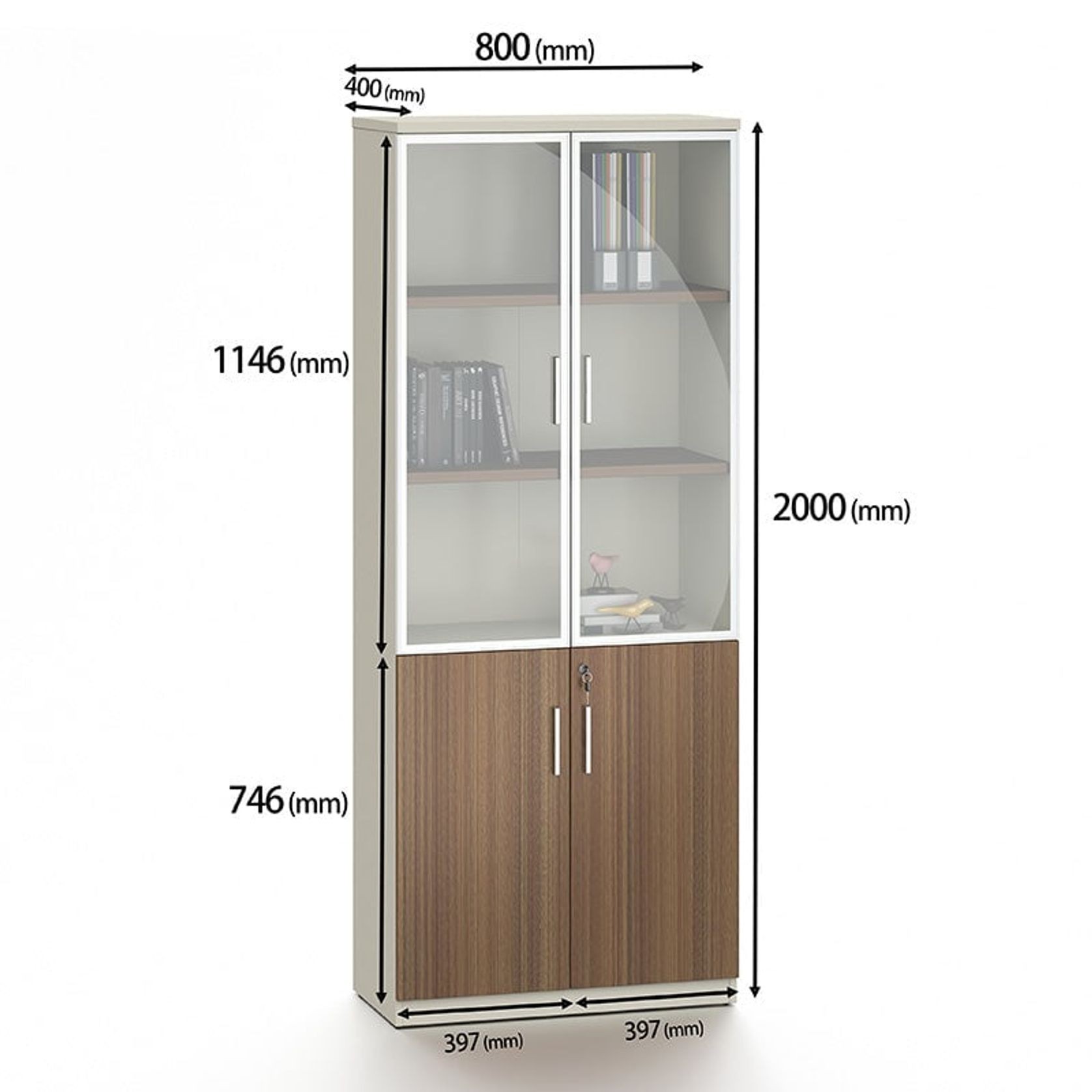 ANDERSON 2 Door Display Unit 80cm - Australian Gold Oak & Beige gallery detail image
