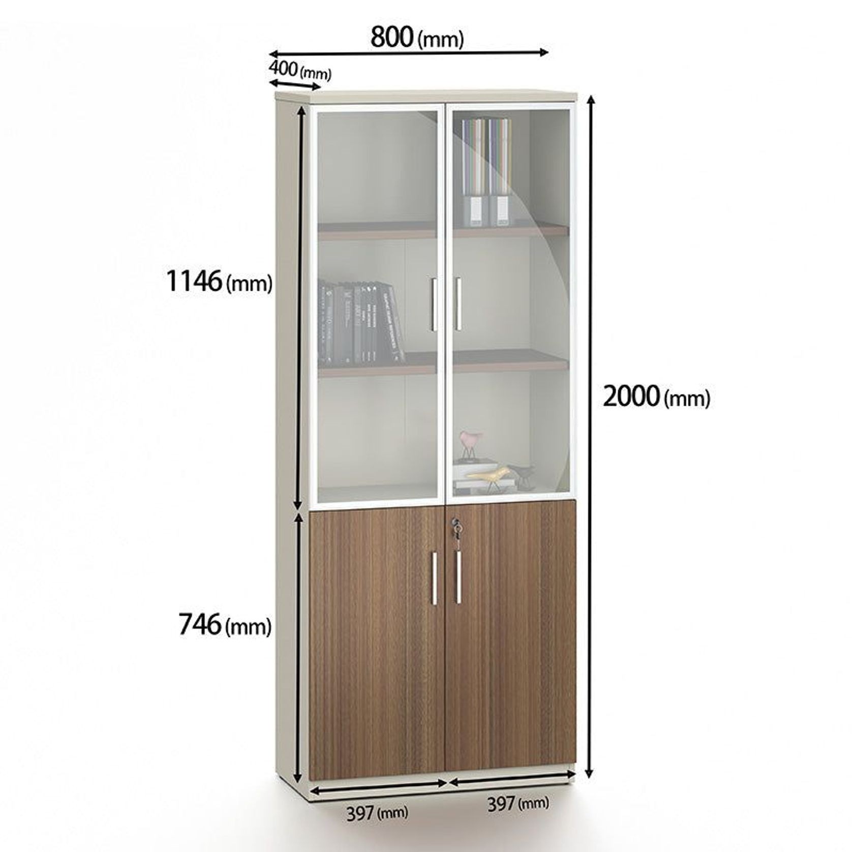 ANDERSON 2 Door Display Unit 80cm - Australian Gold Oak & Beige gallery detail image