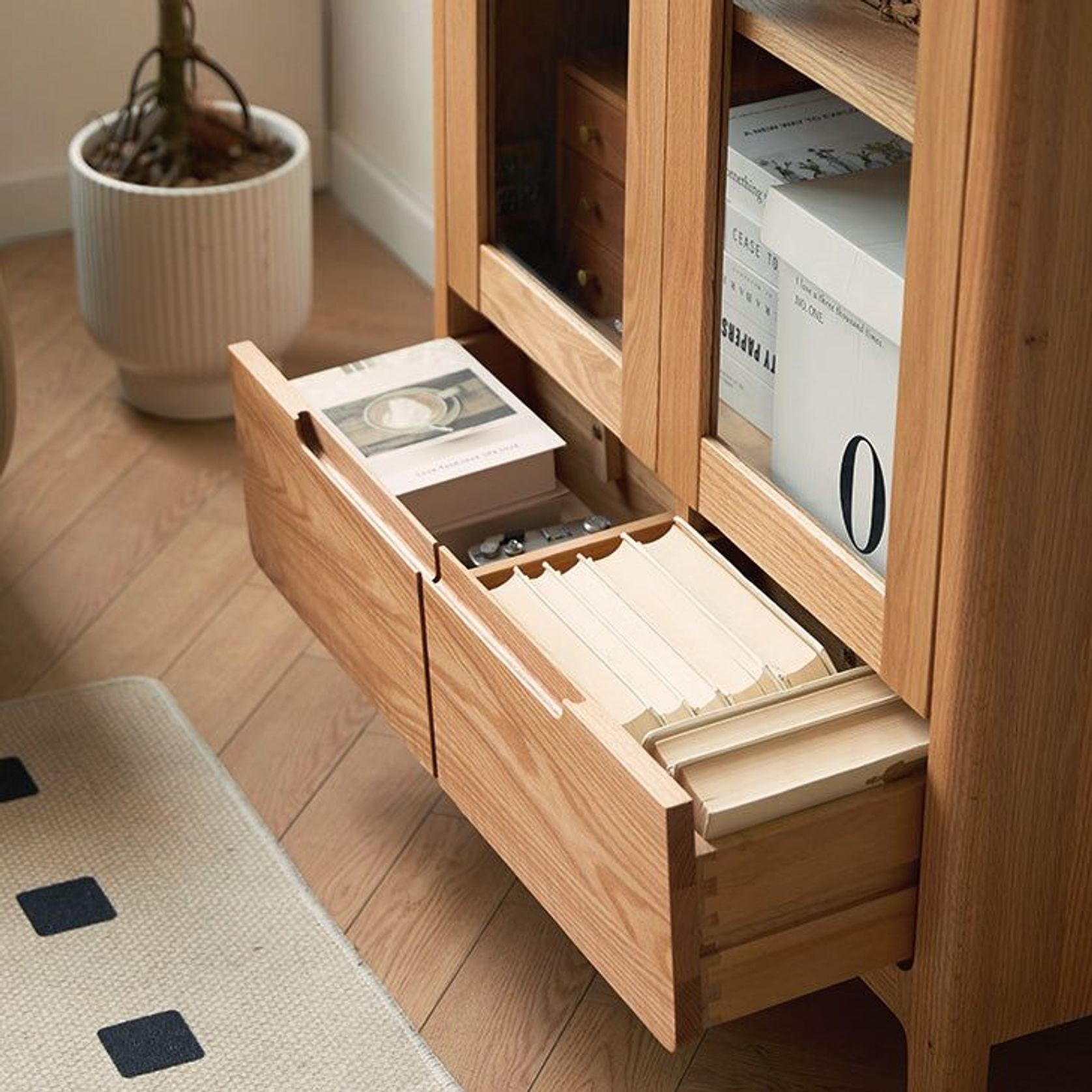 Seattle Natural Solid Oak Large Display Bookcase gallery detail image