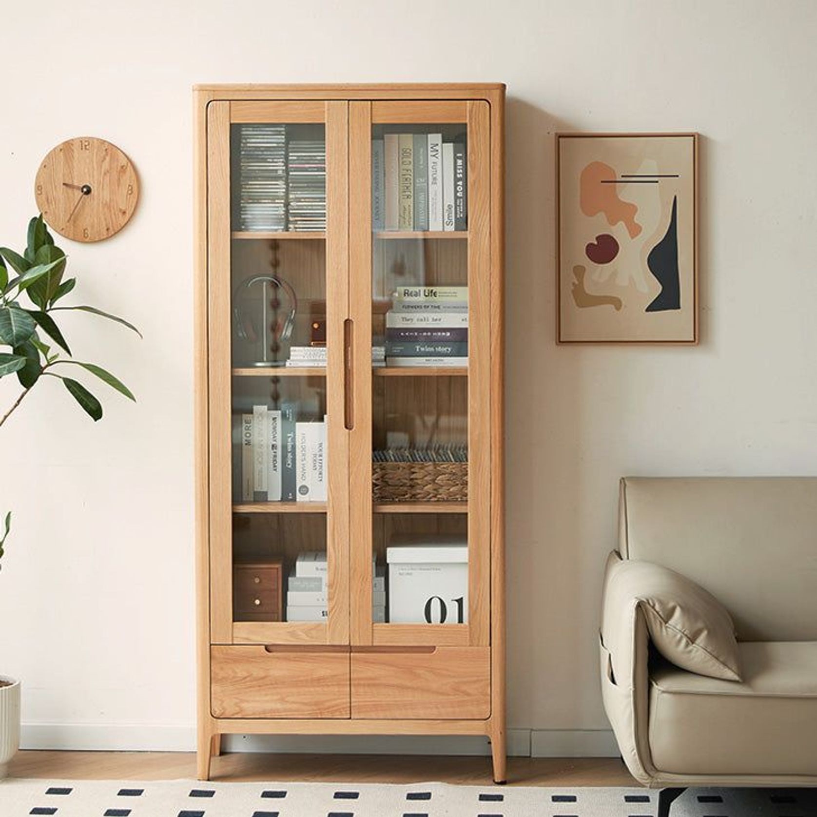 Seattle Natural Solid Oak Large Display Bookcase gallery detail image