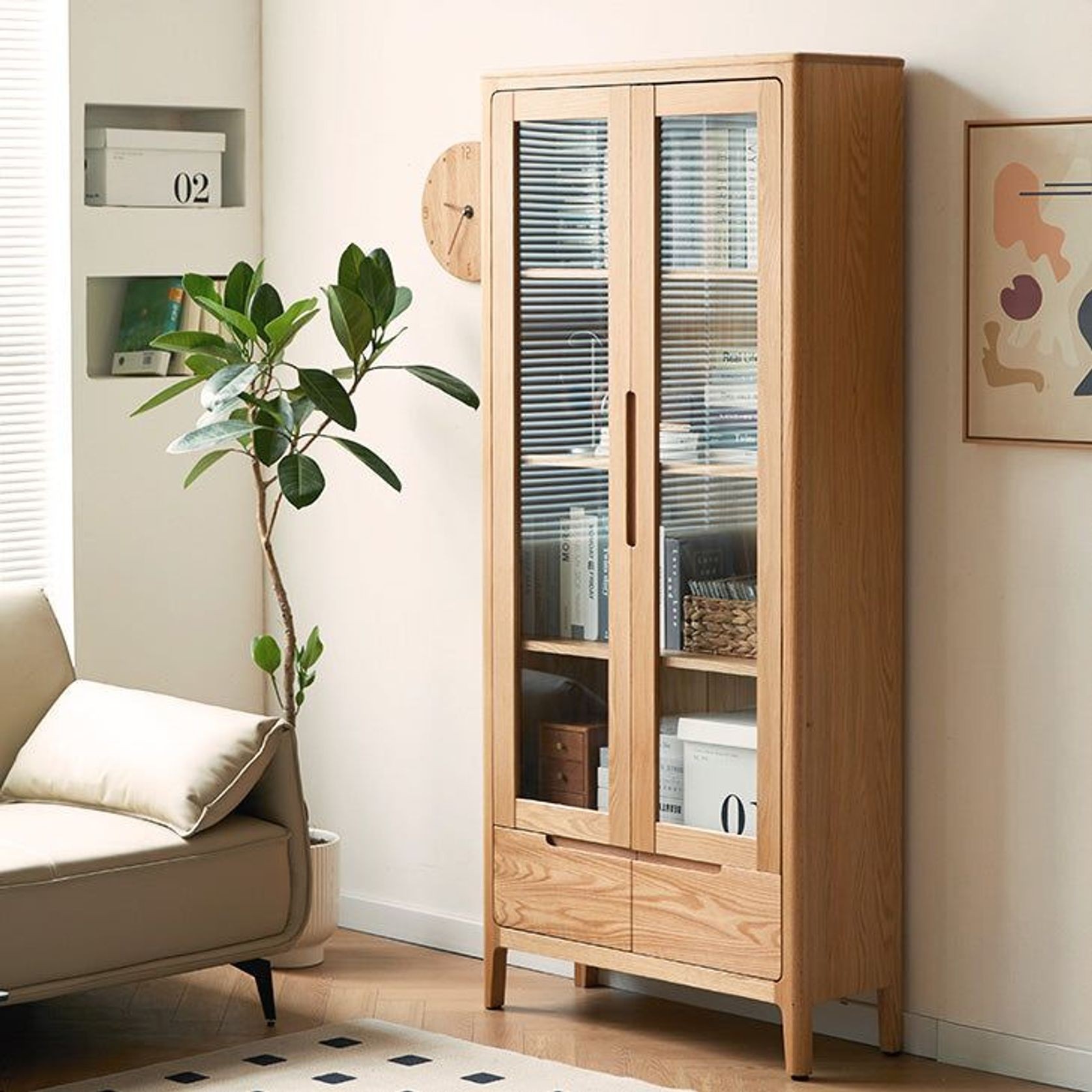Seattle Natural Solid Oak Large Display Bookcase gallery detail image