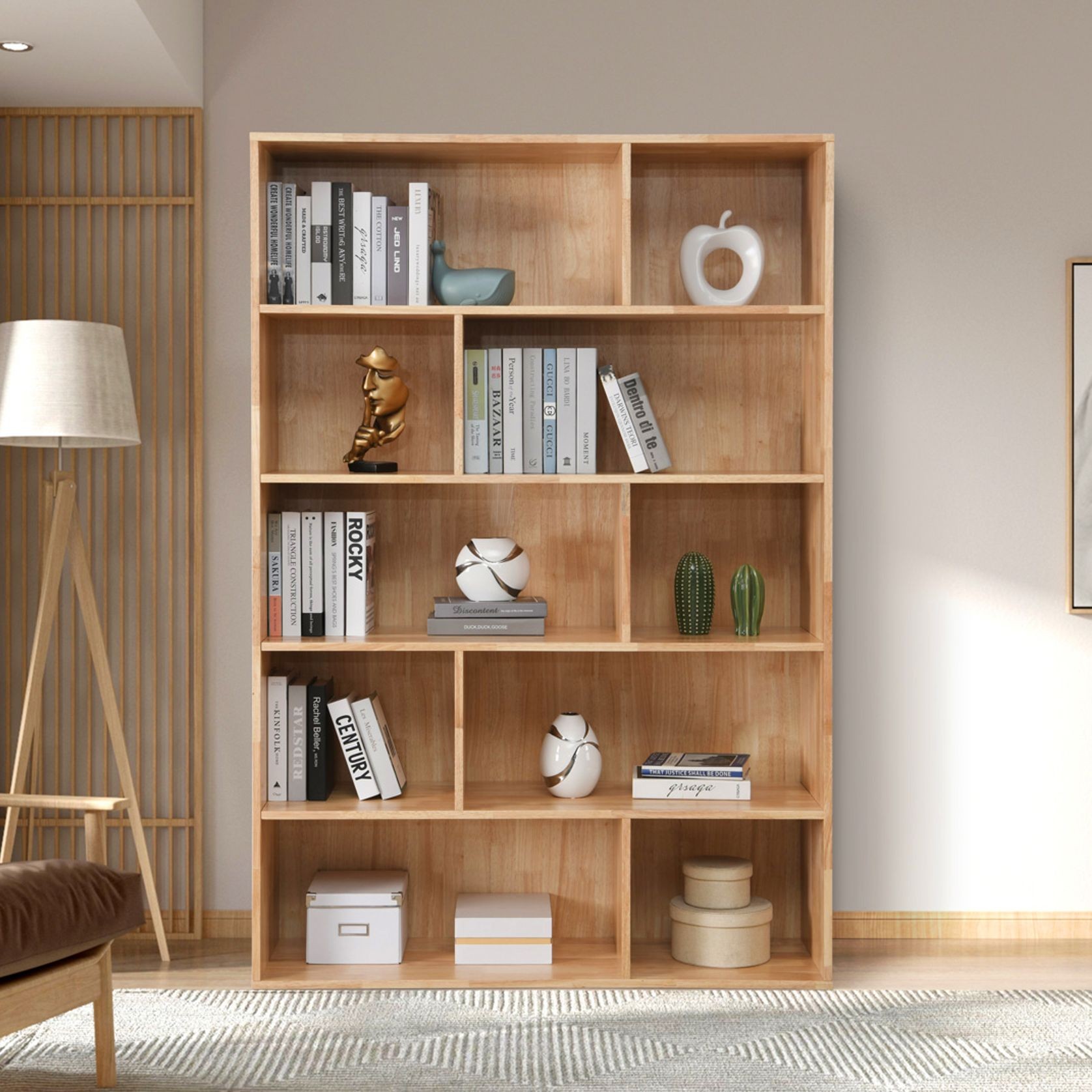 Stax Hardwood Staggered Bookcase | Natural | Wide 1200 gallery detail image