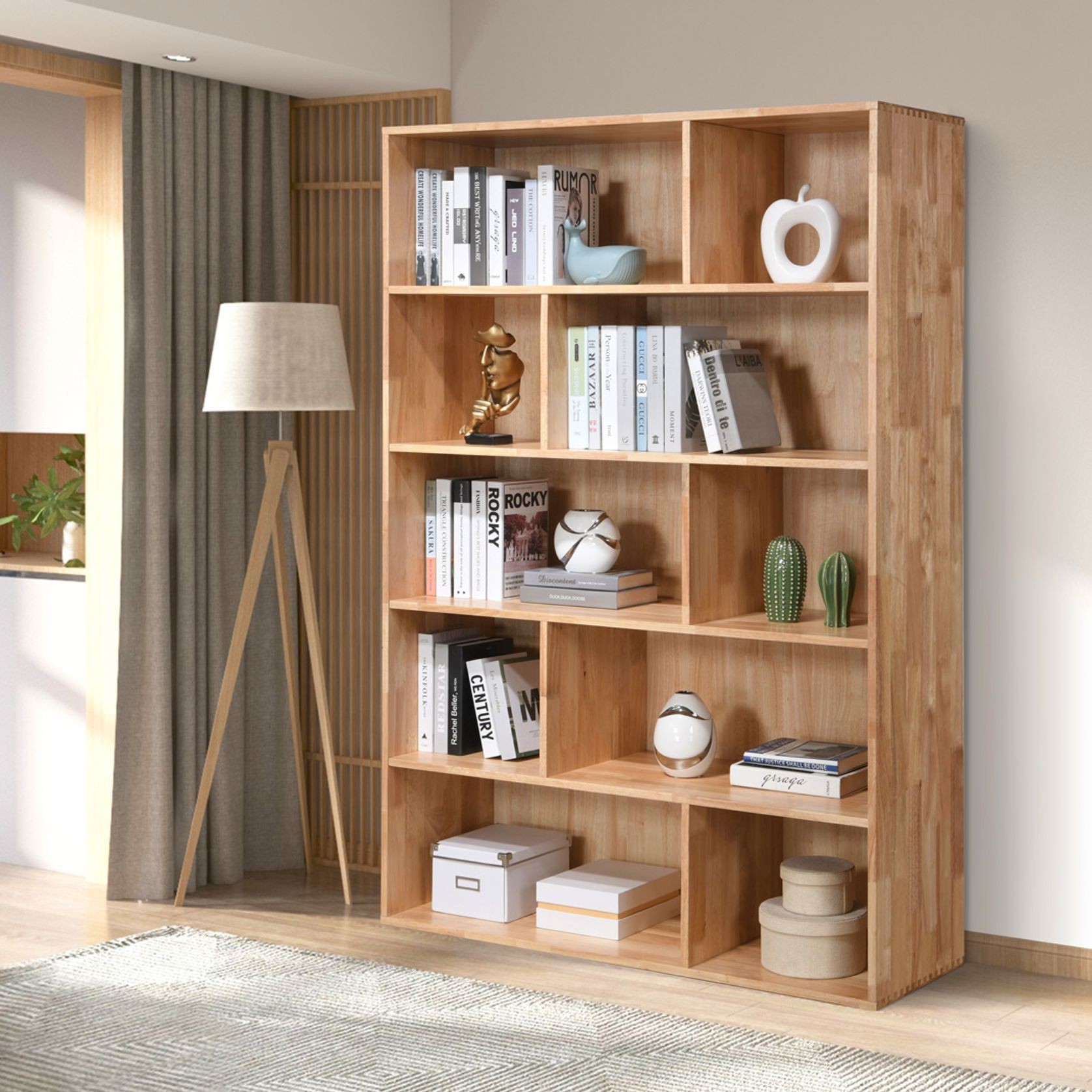 Stax Hardwood Staggered Bookcase | Natural | Wide 1200 gallery detail image