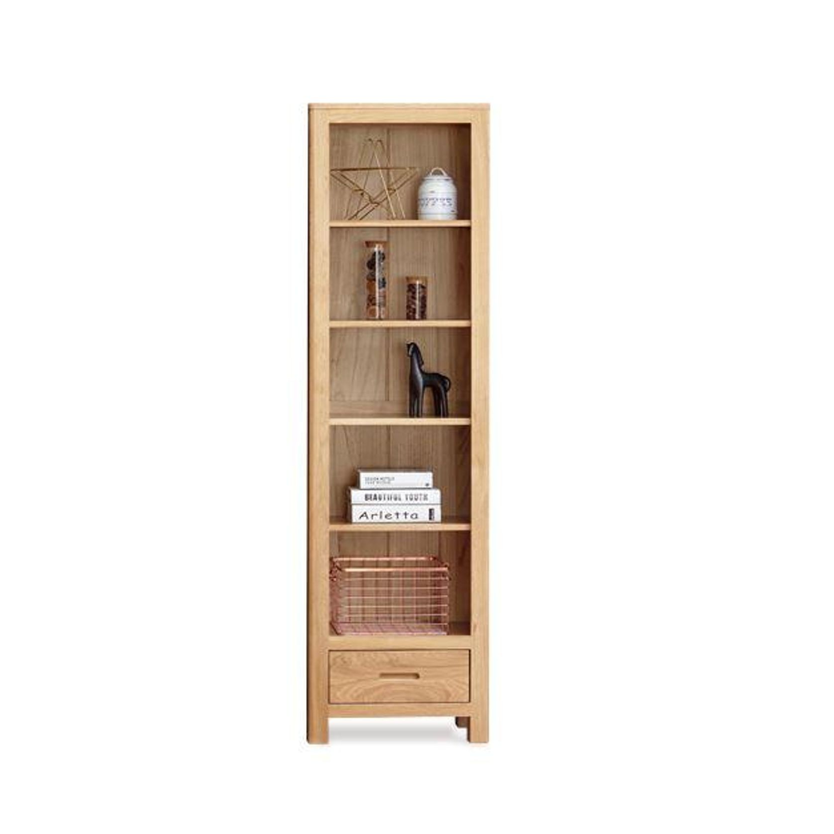 Humbie Natural Solid Oak Slim Bookcase gallery detail image