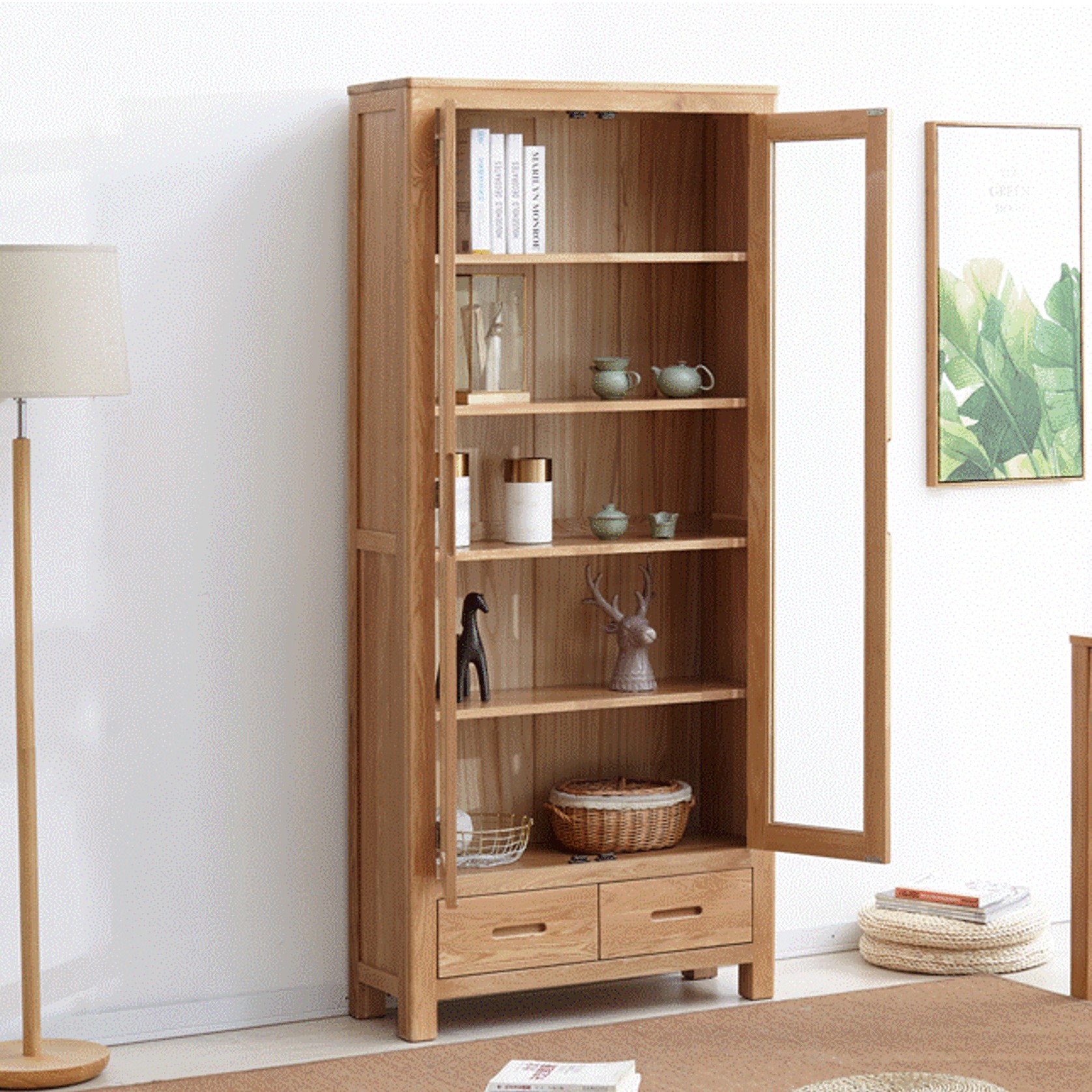 Humbie Solid Oak Large Display Cabinet gallery detail image