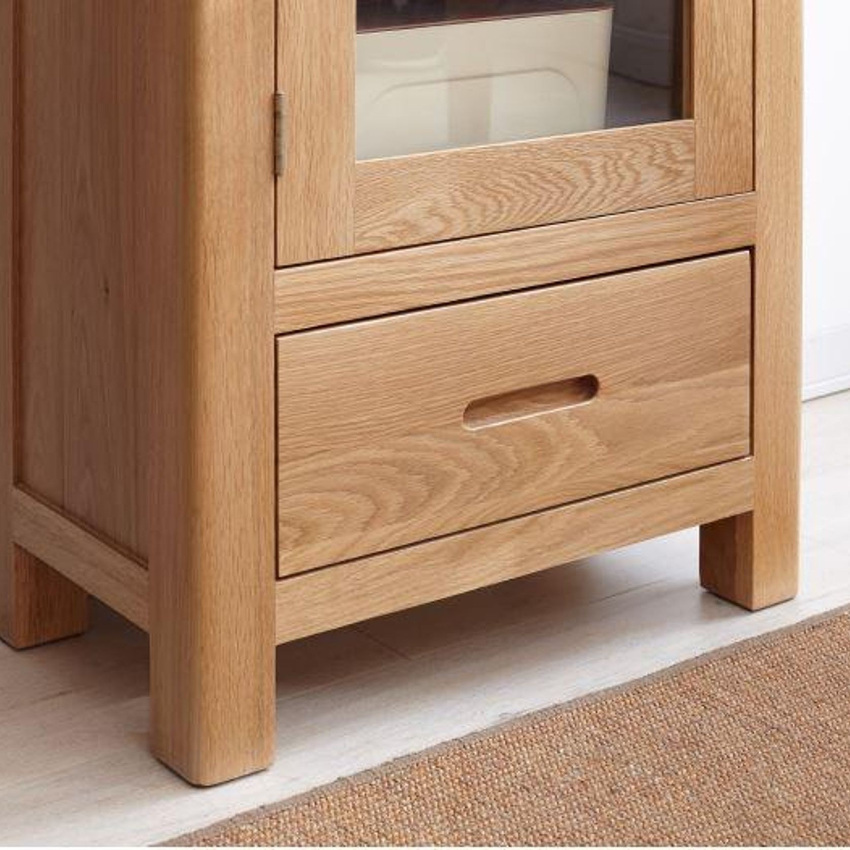 Humbie Solid Oak Slim Display Cabinet gallery detail image