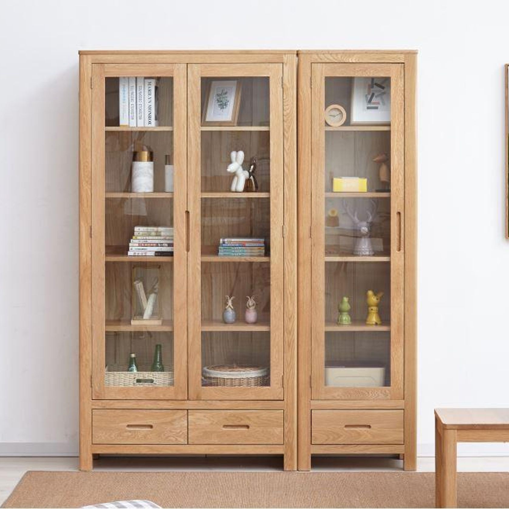 Humbie Solid Oak Slim Display Cabinet gallery detail image