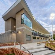 Brick Inlay podium, Toorak Pavilion