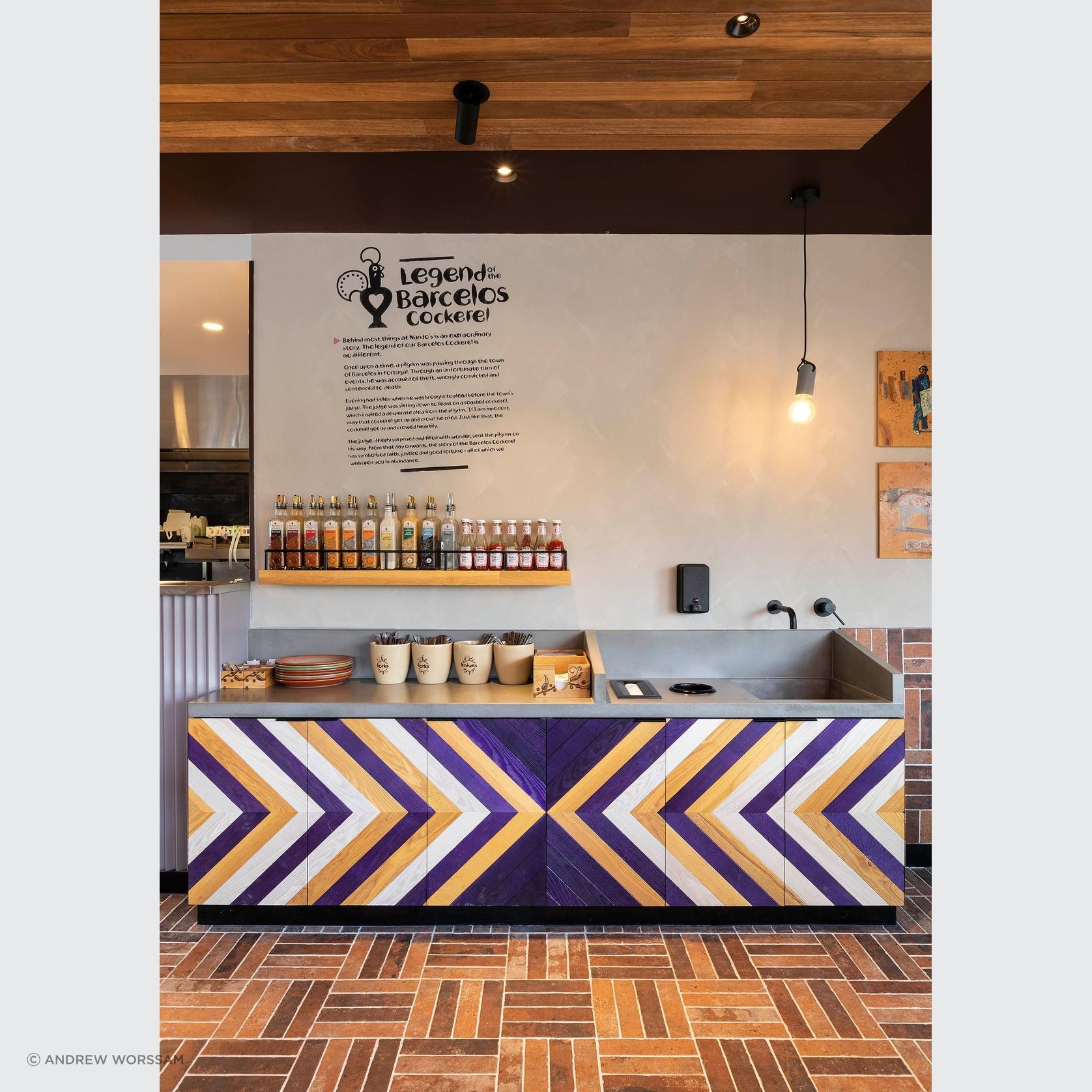 Antico Casale Bruciato brick tiles, Nando's Clayton