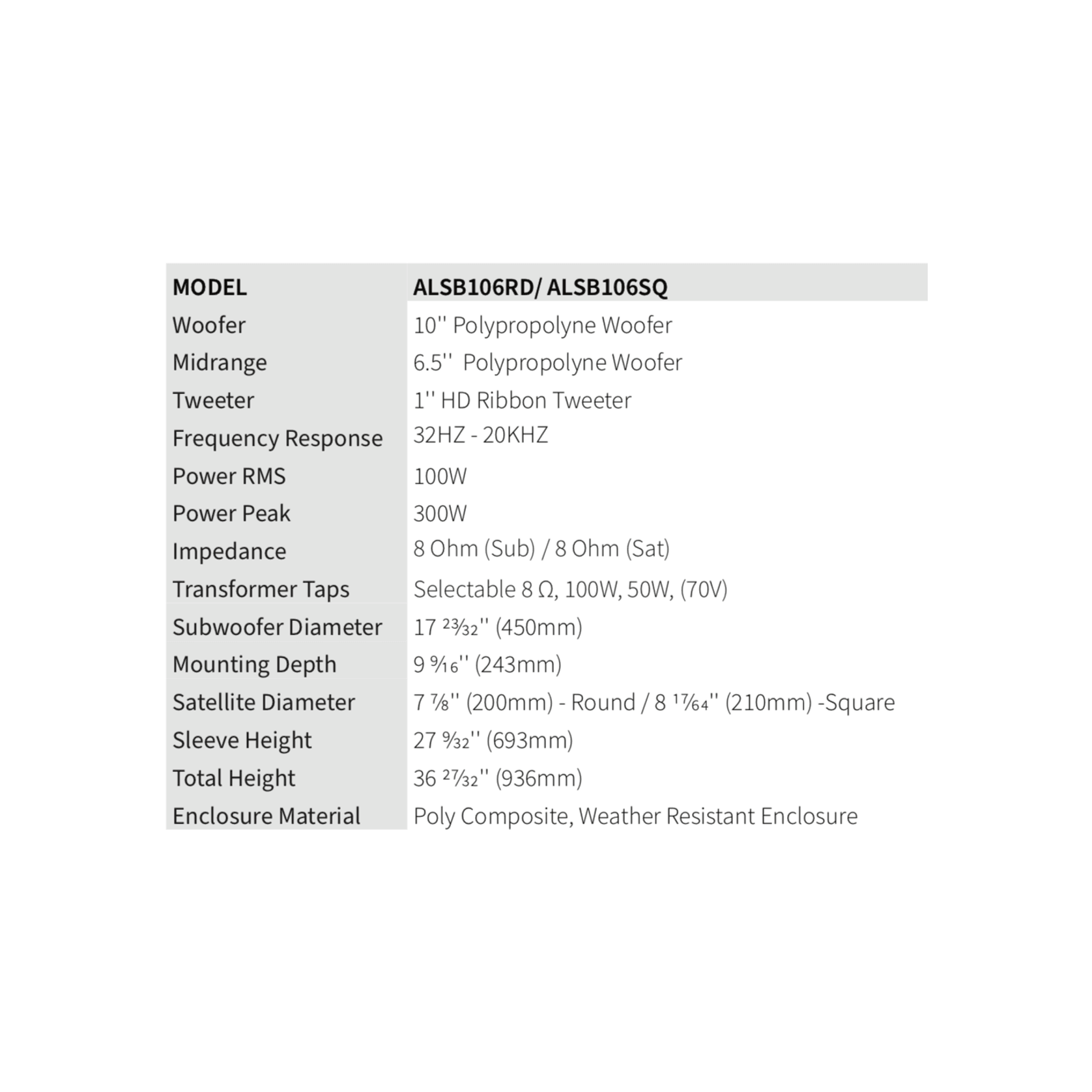 Ambisonic 10" Bollard Round Black Speaker gallery detail image