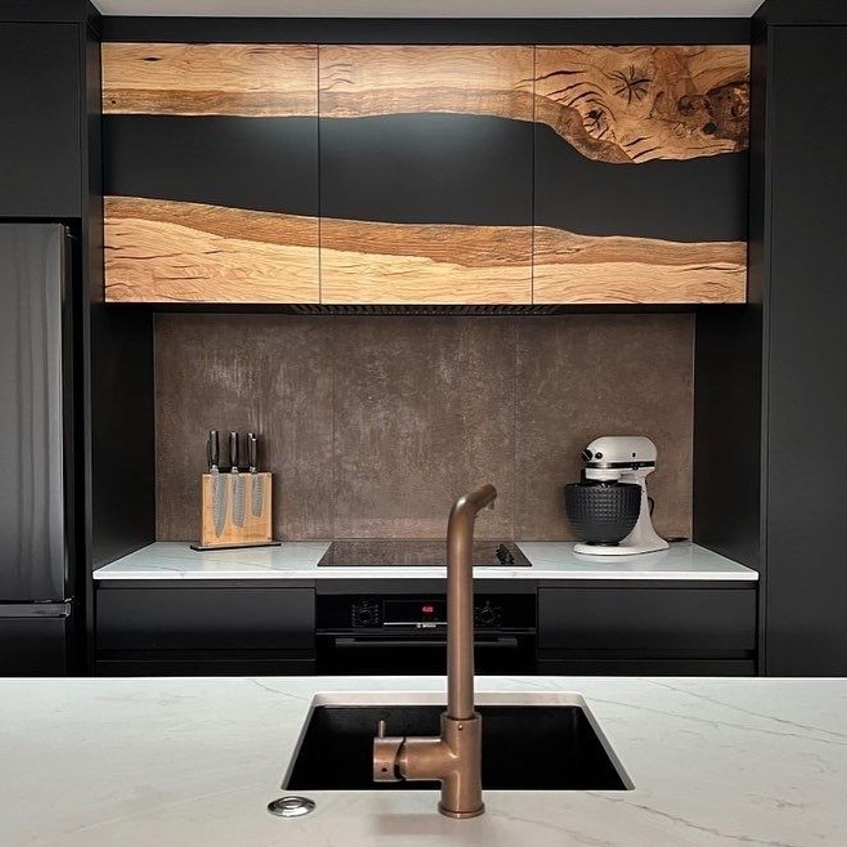 Old English Oak Epoxy Kitchen Overhead Doors gallery detail image