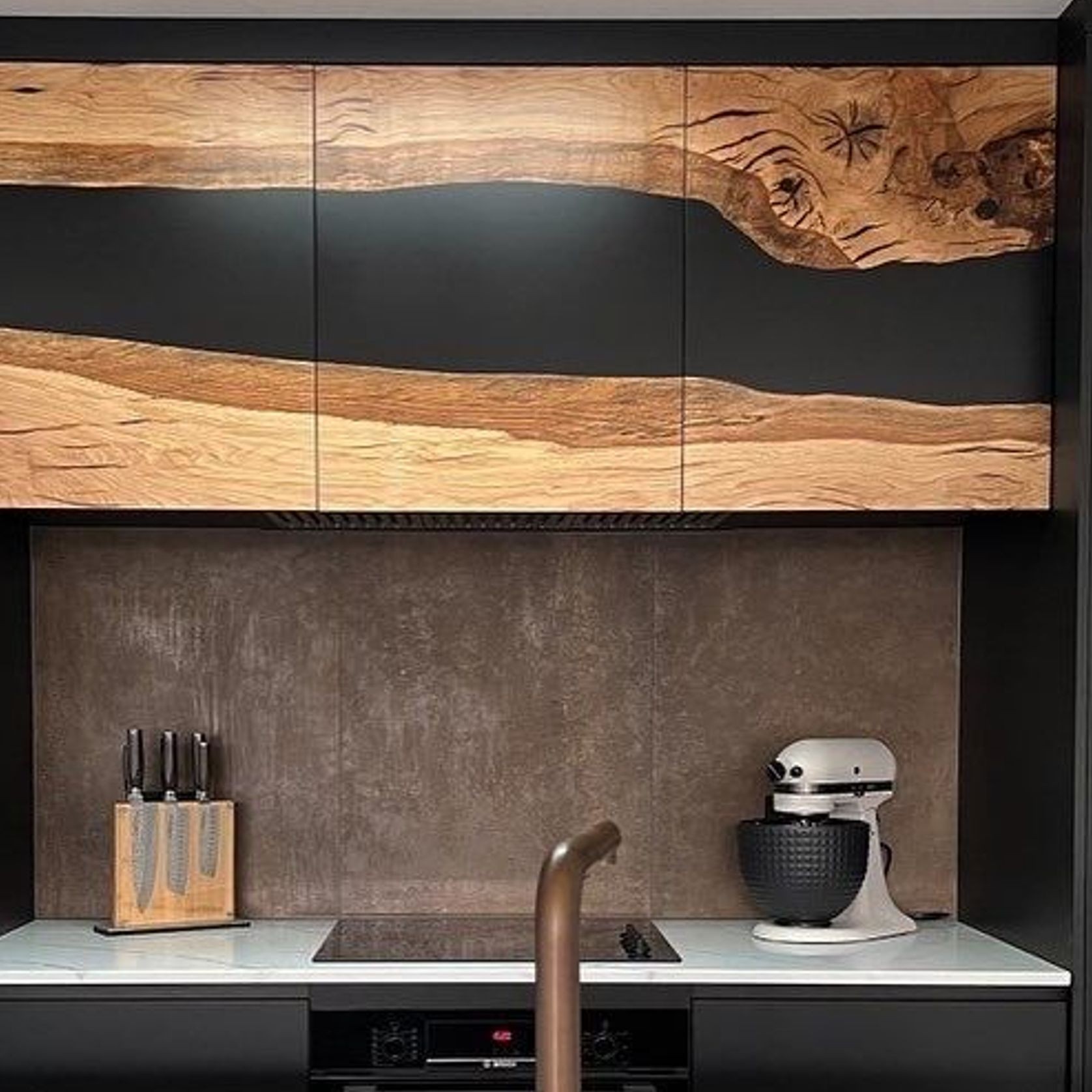 Kitchen Overhead Doors — Old English Oak Epoxy gallery detail image