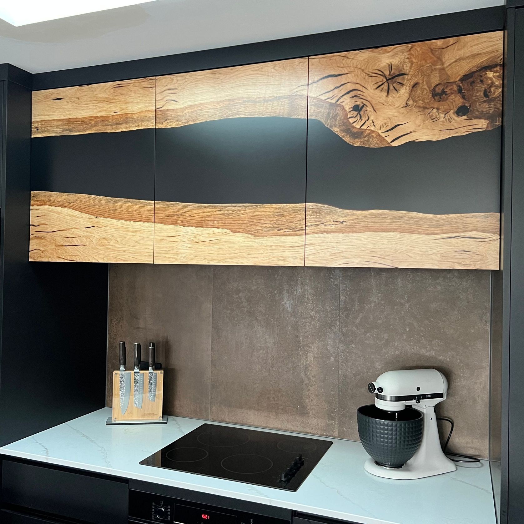 Old English Oak Epoxy Kitchen Overhead Doors gallery detail image