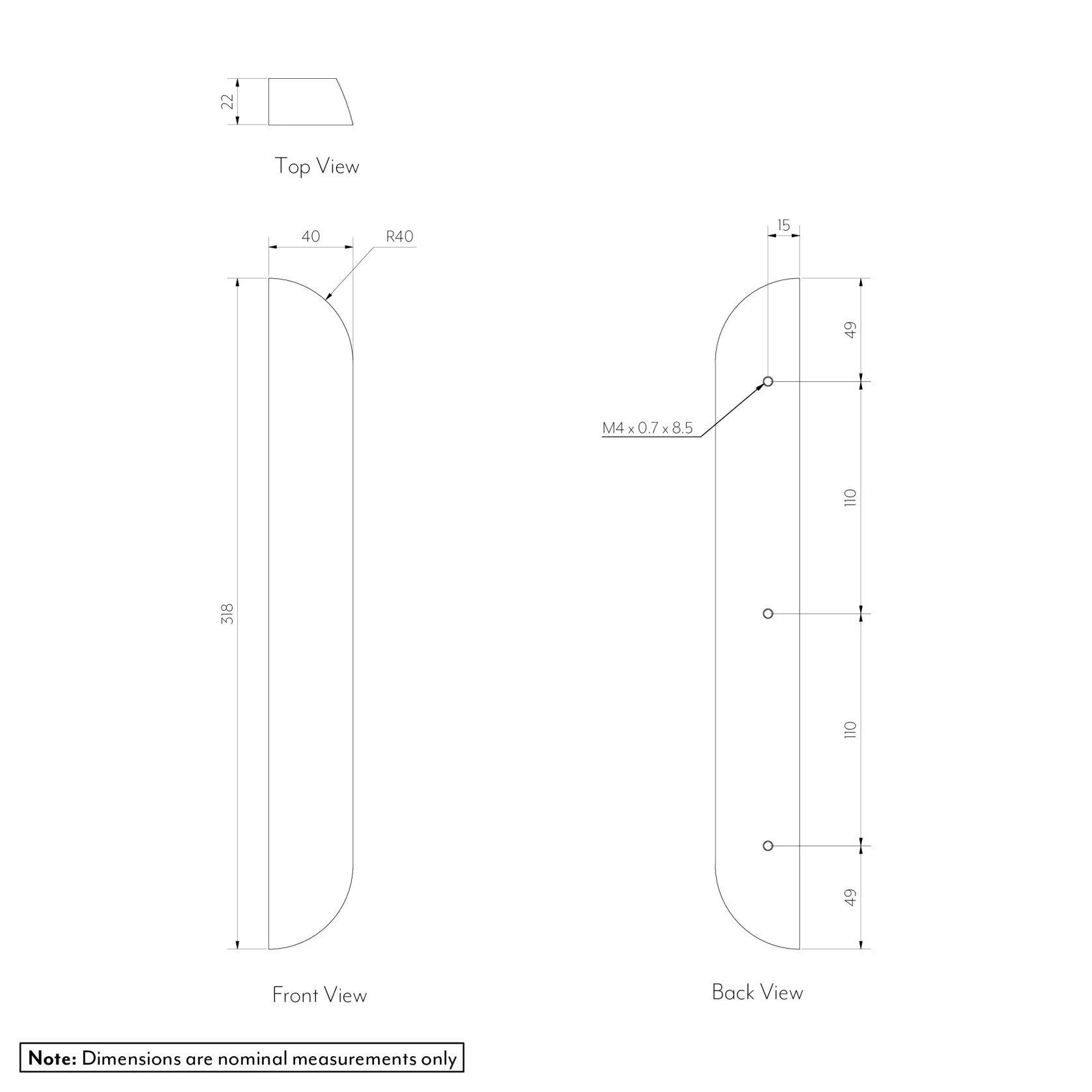 Pedra Curve Cabinetry Pull 320mm (Pair) gallery detail image