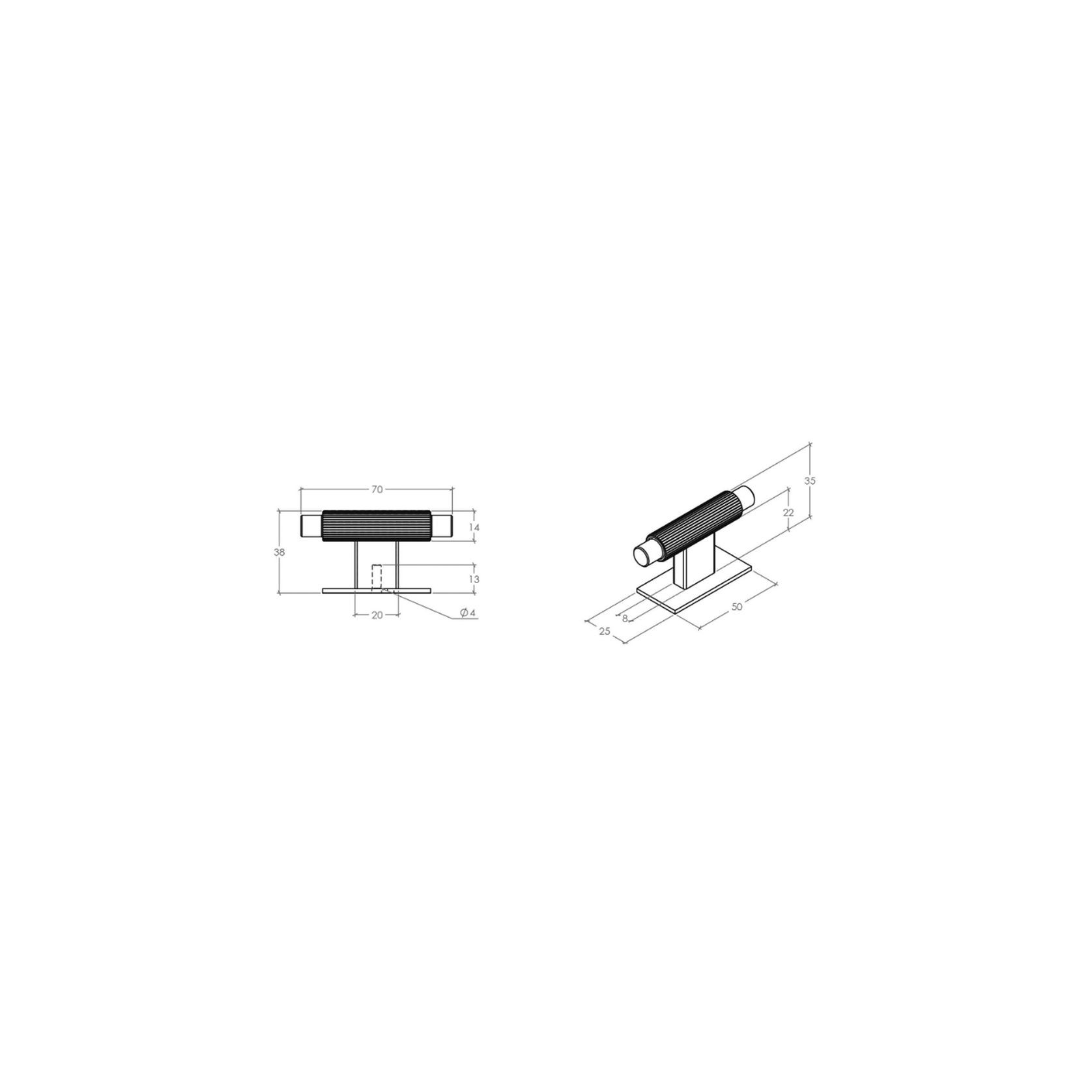 Momo Arpa Cabinet T Knob and Backplate 70mm gallery detail image